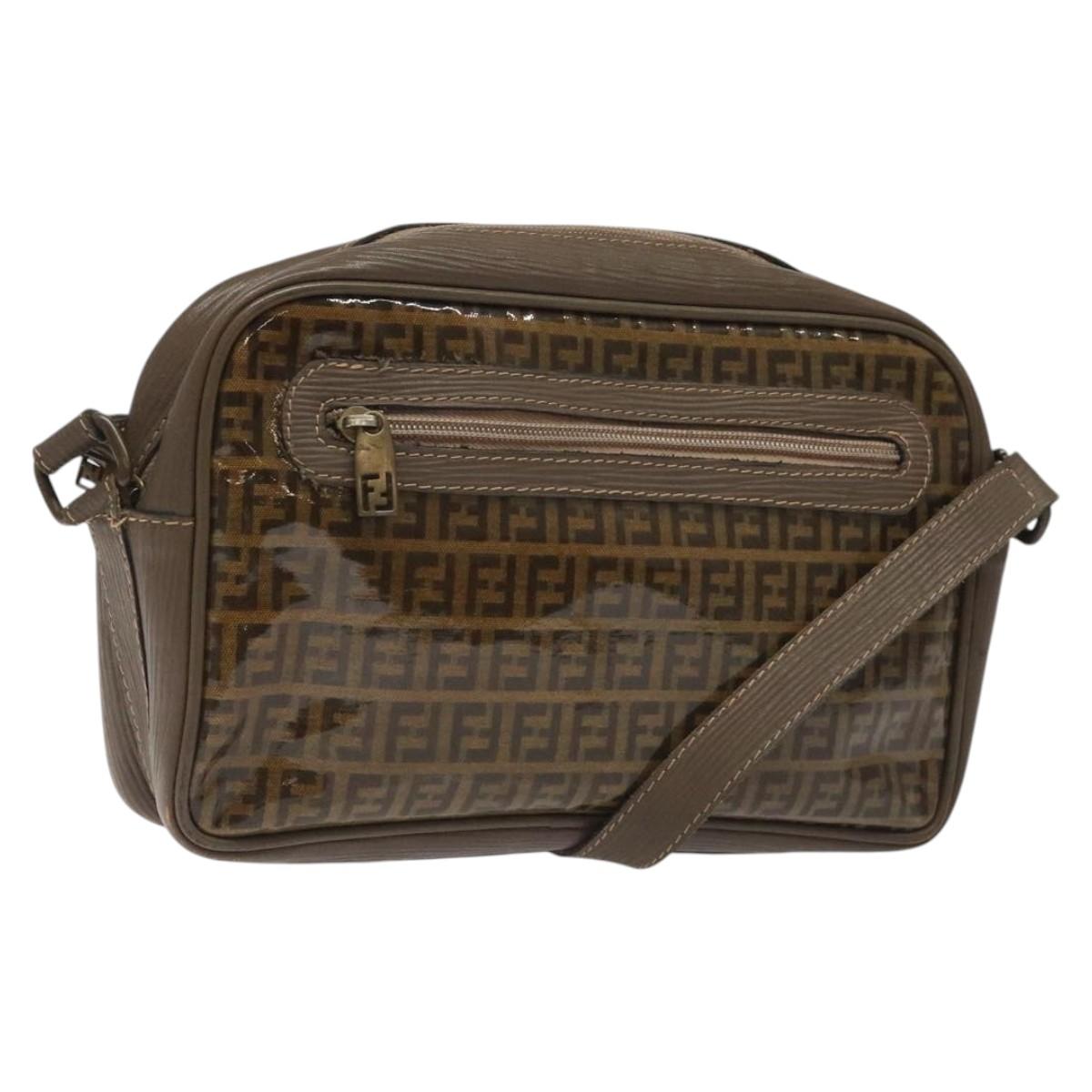 FENDI Zucchino Canvas Shoulder Bag Beige Auth ep8208