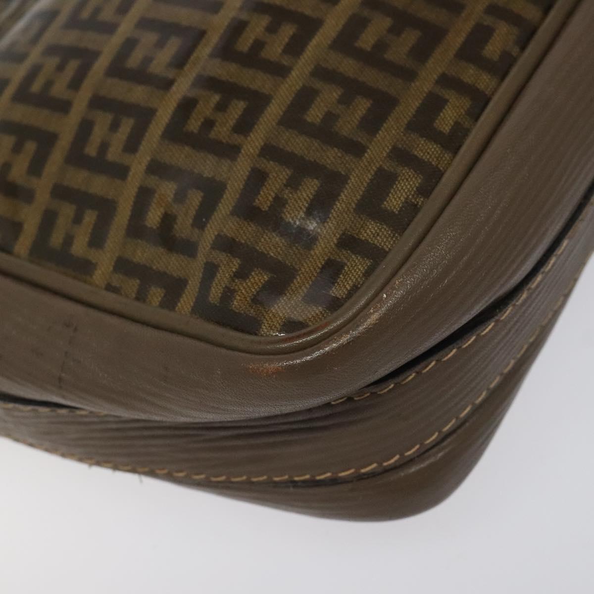 FENDI Zucchino Canvas Shoulder Bag Beige Auth ep8208