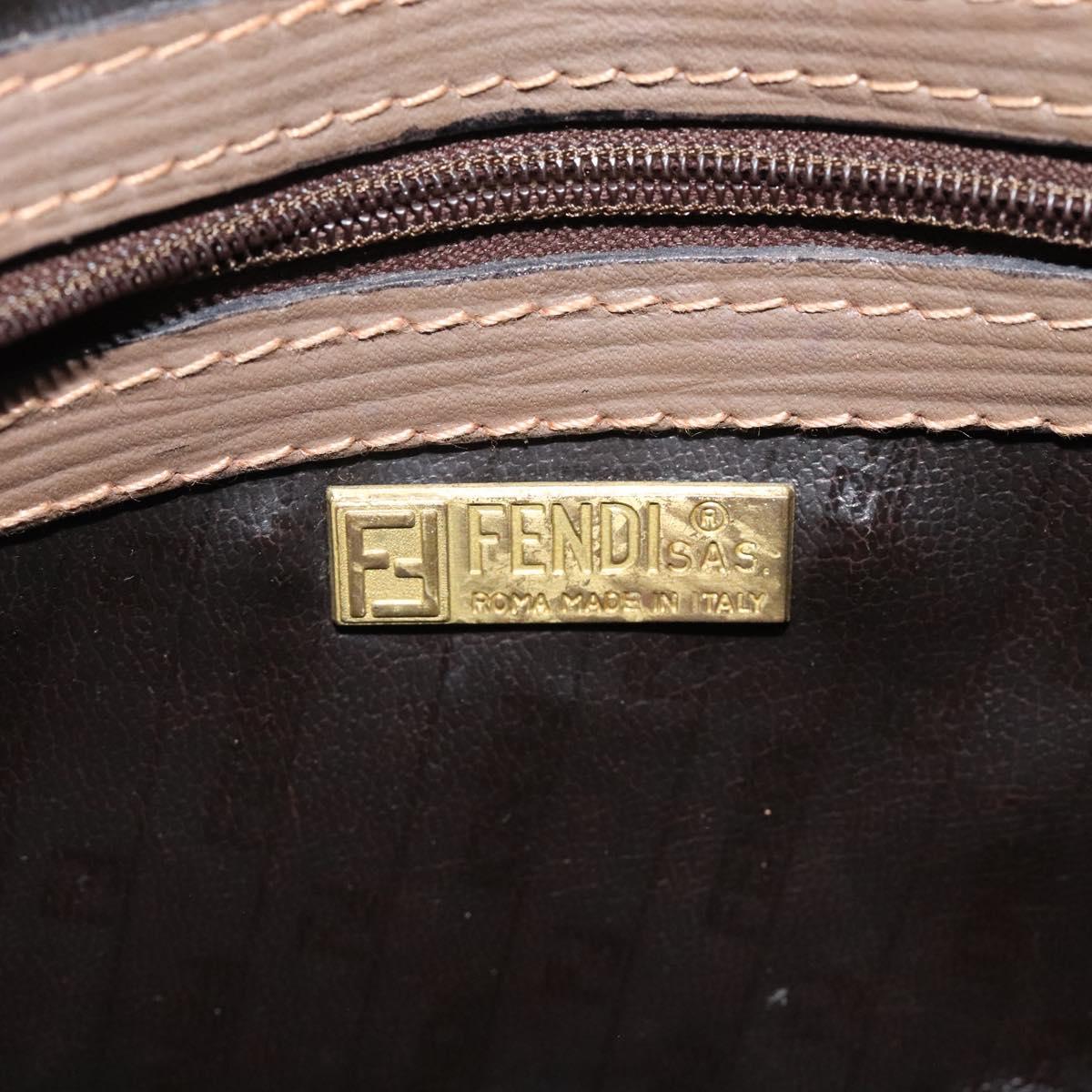 FENDI Zucchino Canvas Shoulder Bag Beige Auth ep8208
