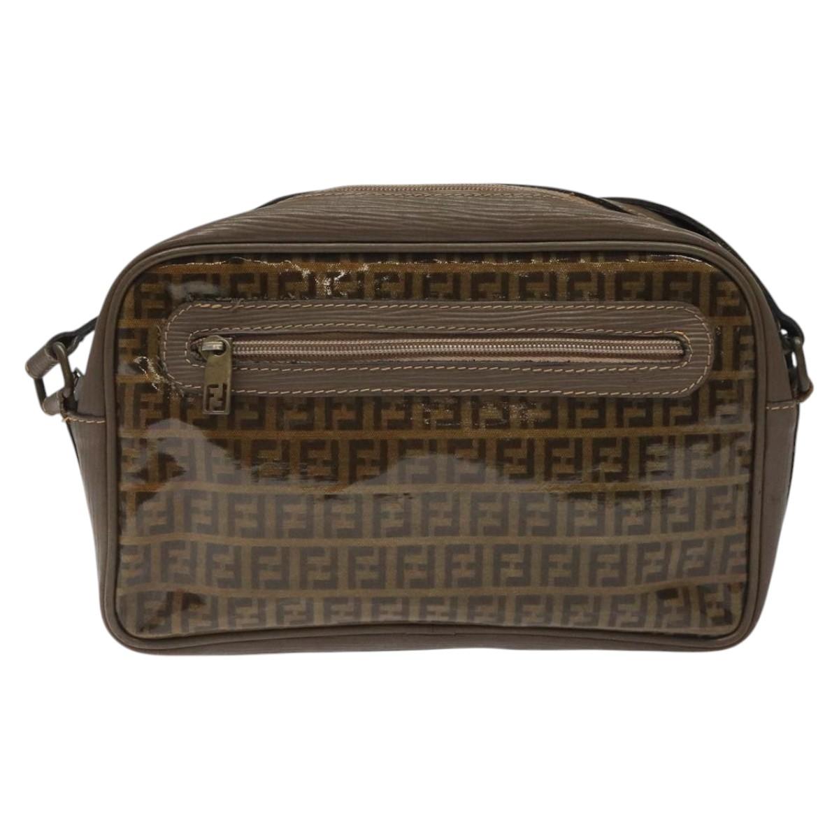 FENDI Zucchino Canvas Shoulder Bag Beige Auth ep8208