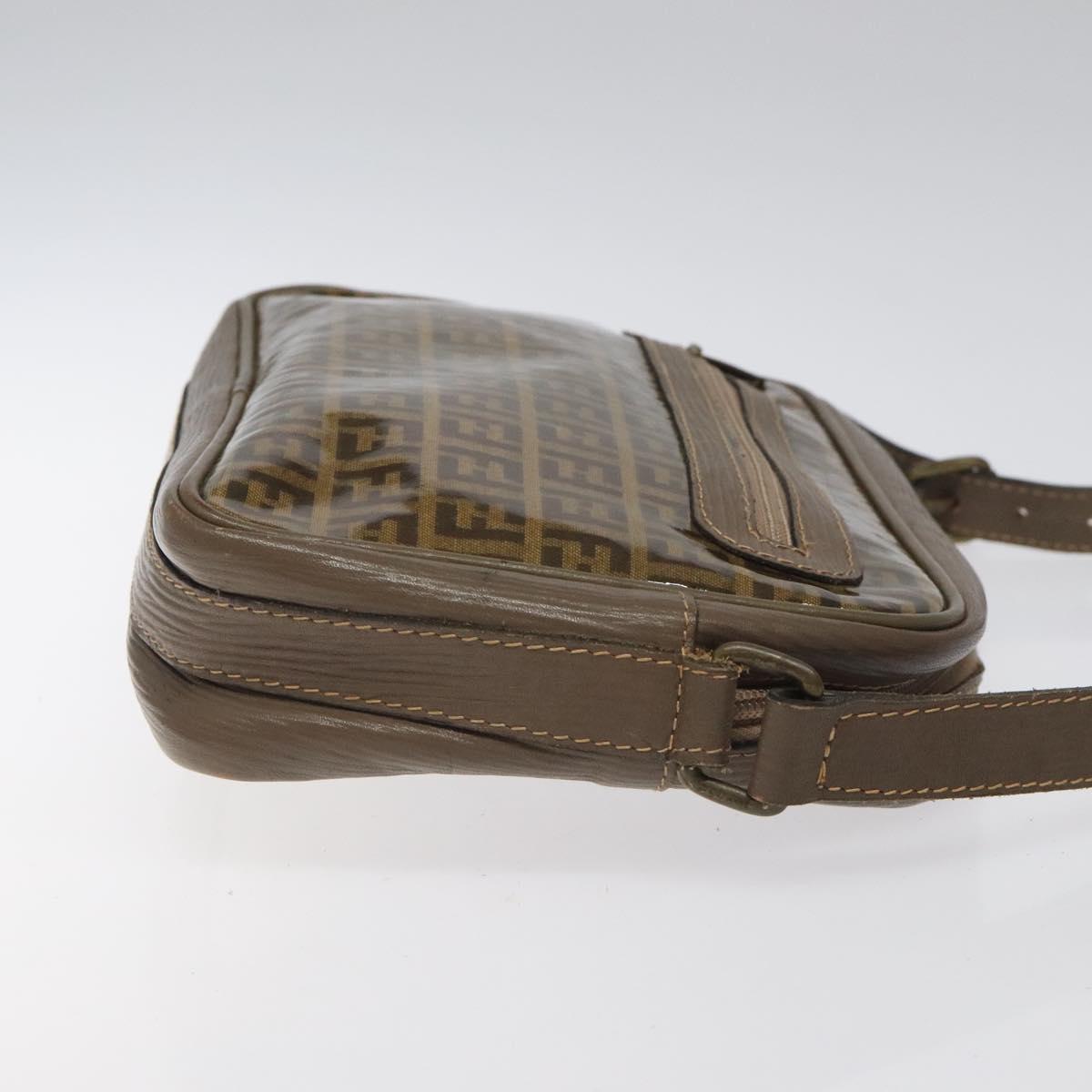 FENDI Zucchino Canvas Shoulder Bag Beige Auth ep8208