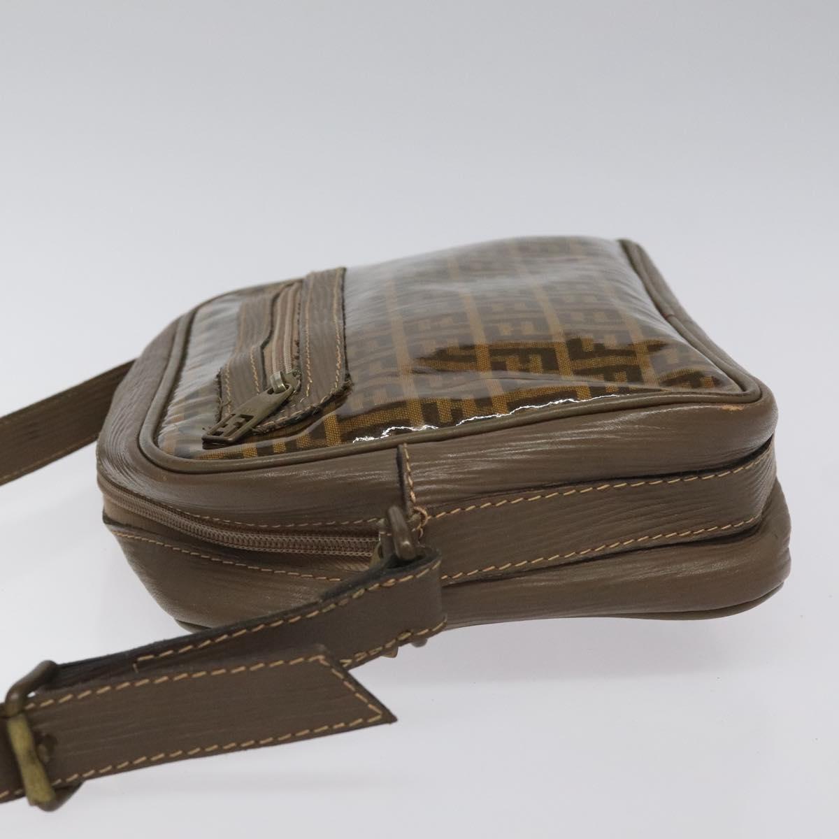 FENDI Zucchino Canvas Shoulder Bag Beige Auth ep8208