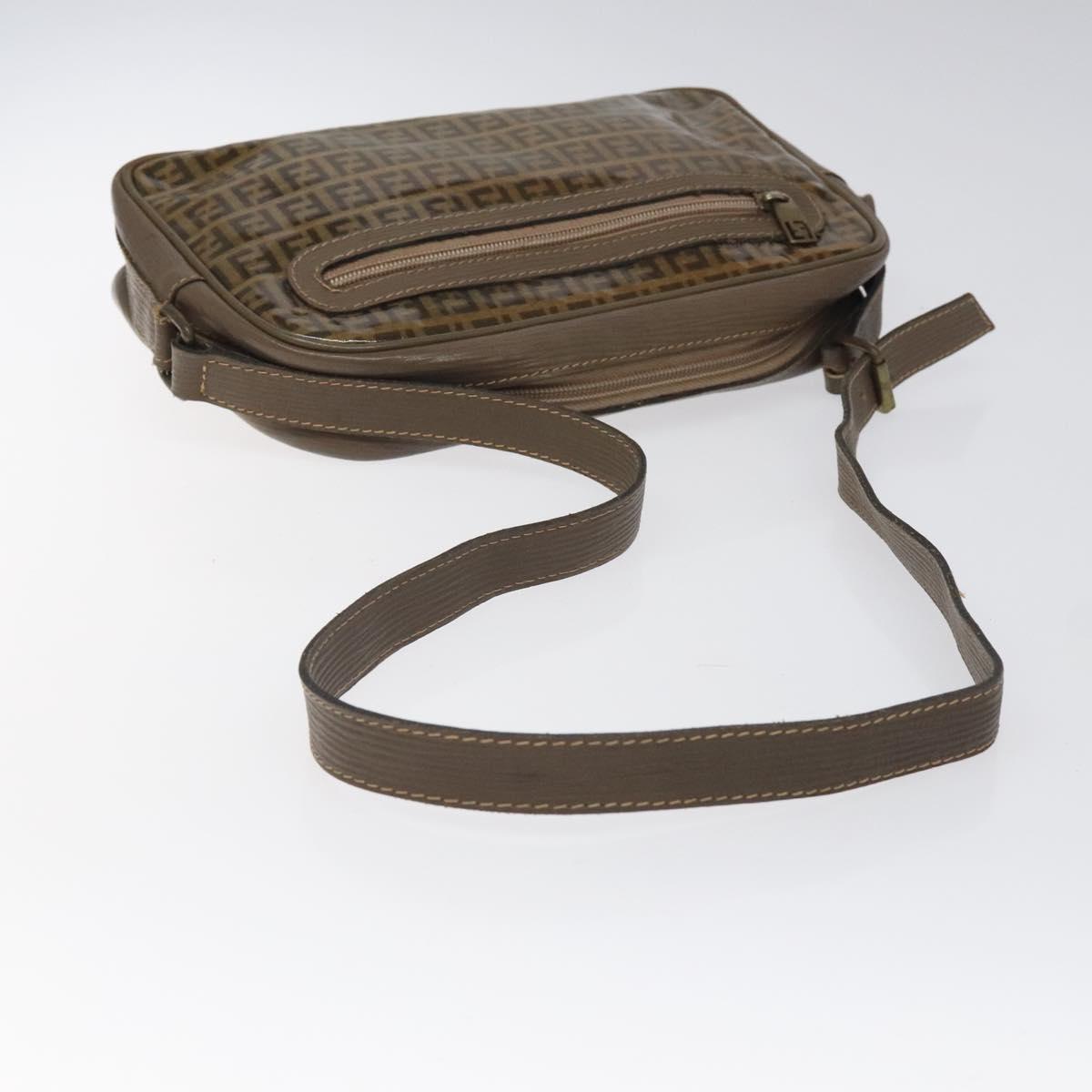 FENDI Zucchino Canvas Shoulder Bag Beige Auth ep8208