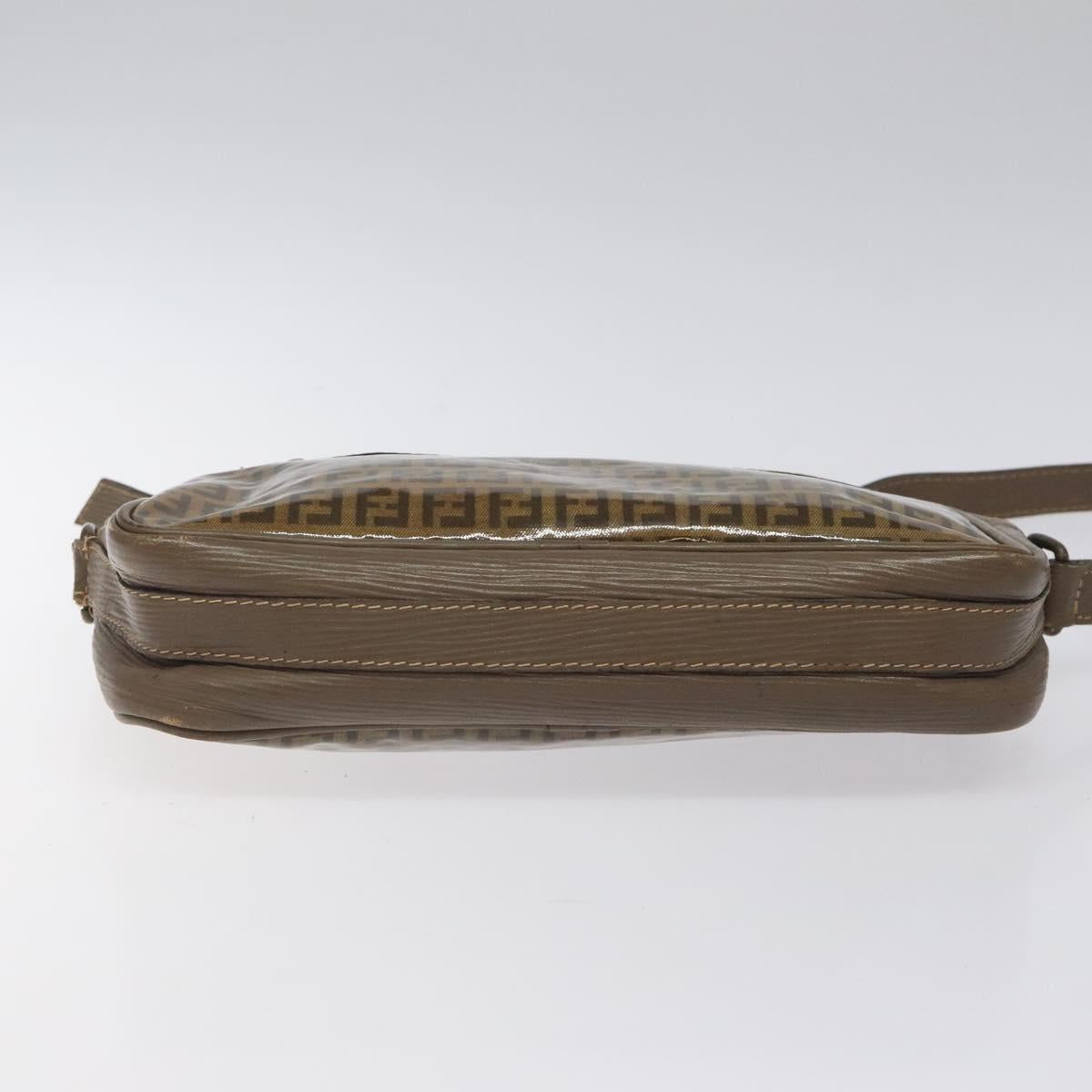 FENDI Zucchino Canvas Shoulder Bag Beige Auth ep8208