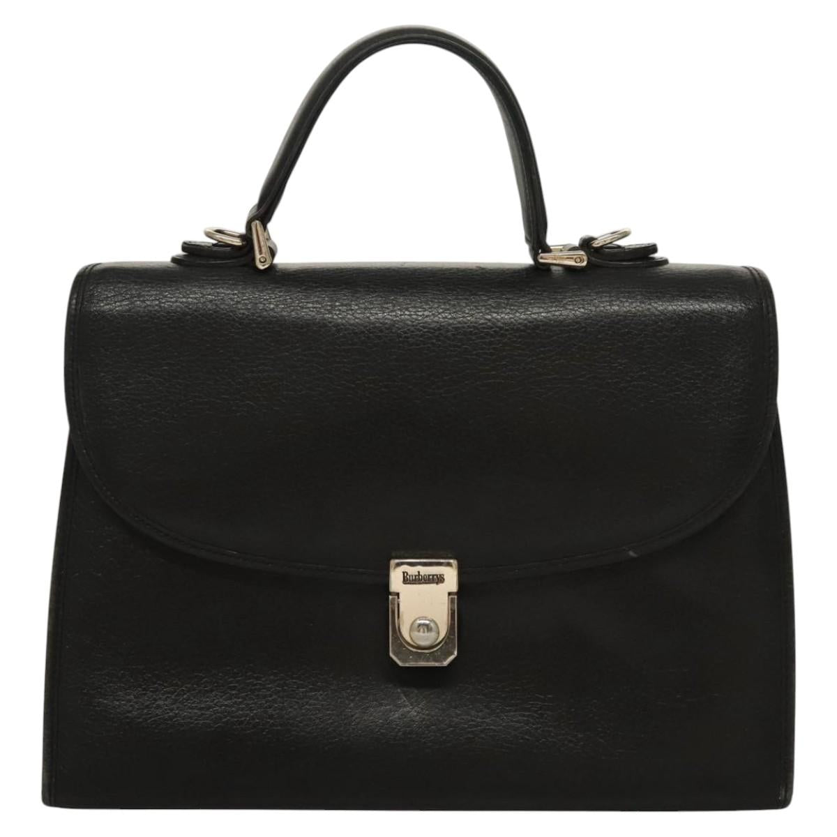 Burberrys Hand Bag Leather 2way Black Auth ep8214