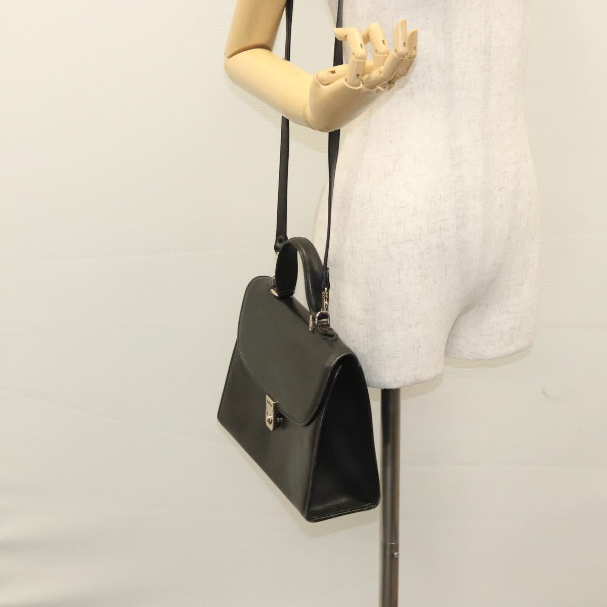 Burberrys Hand Bag Leather 2way Black Auth ep8214