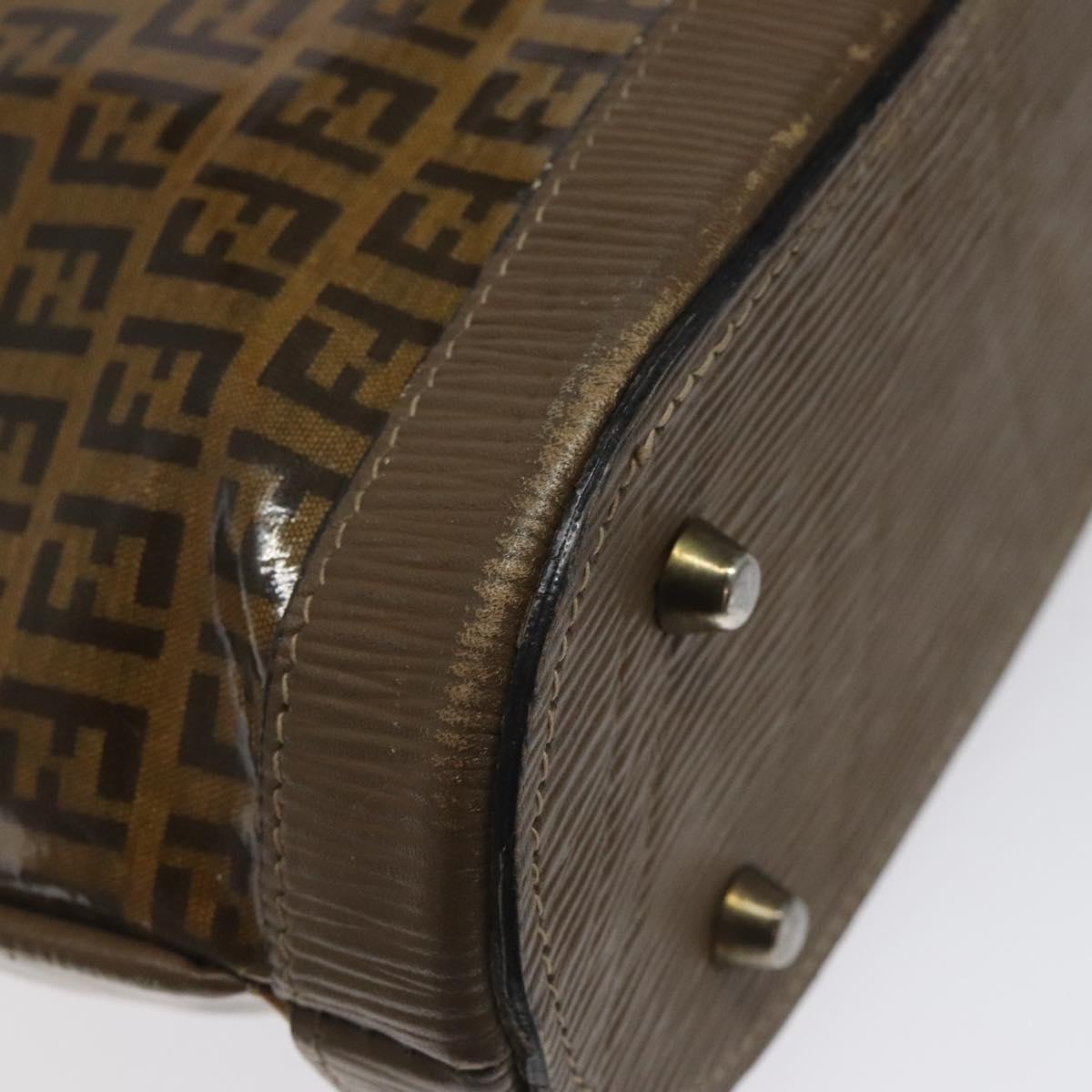 FENDI Zucchino Canvas Shoulder Bag Enamel Beige Gold Auth ep8215