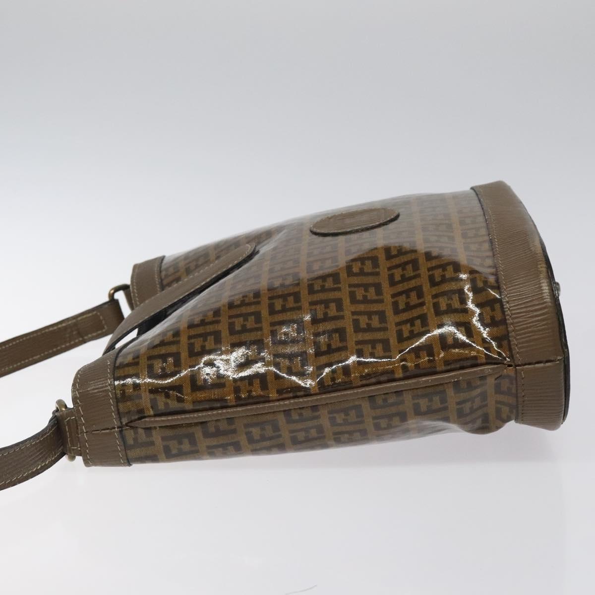 FENDI Zucchino Canvas Shoulder Bag Enamel Beige Gold Auth ep8215