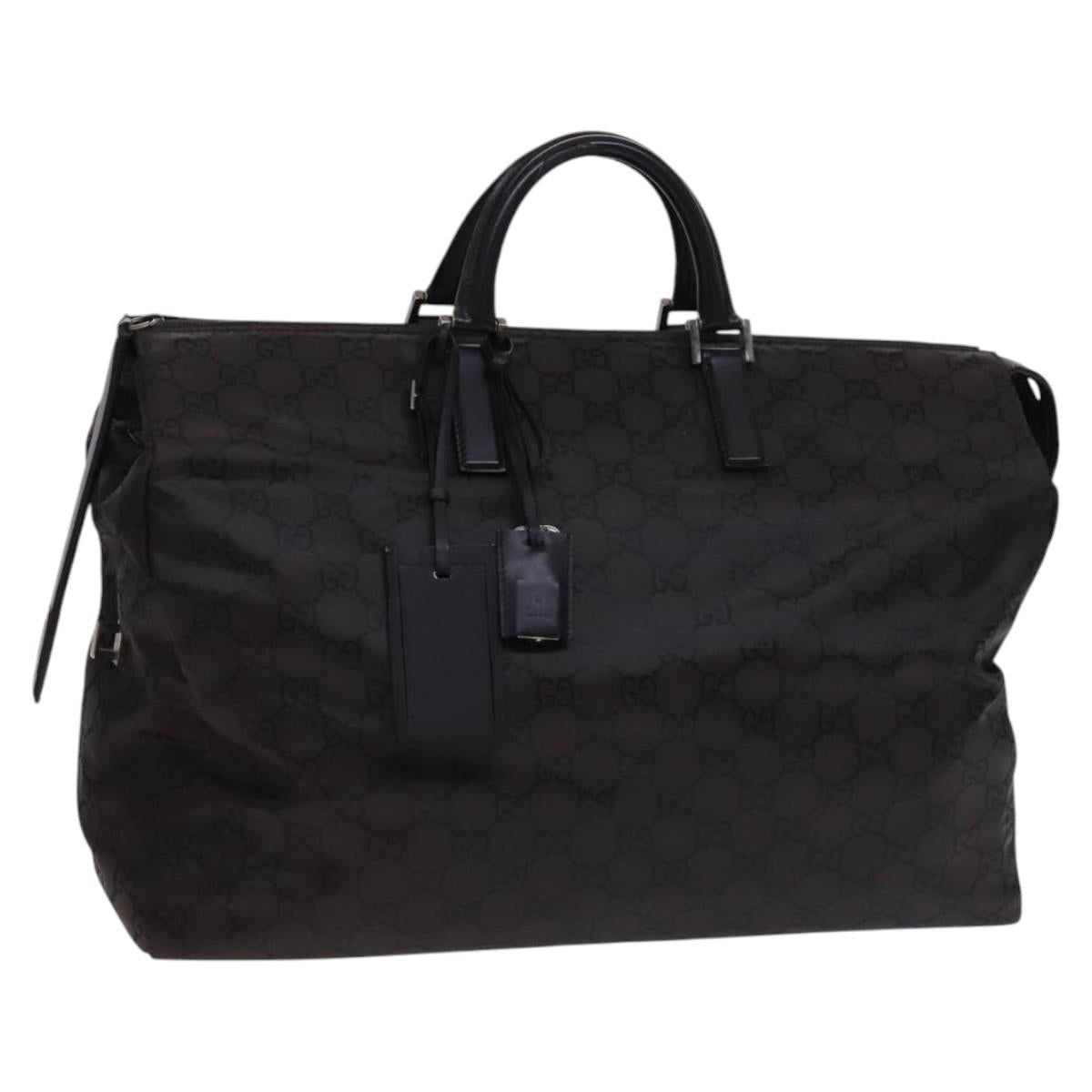 GUCCI GG Canvas Boston Bag Nylon Brown Silver 012 0381 08 Auth ep8226