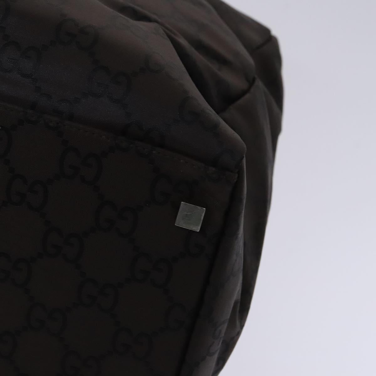GUCCI GG Canvas Boston Bag Nylon Brown Silver 012 0381 08 Auth ep8226