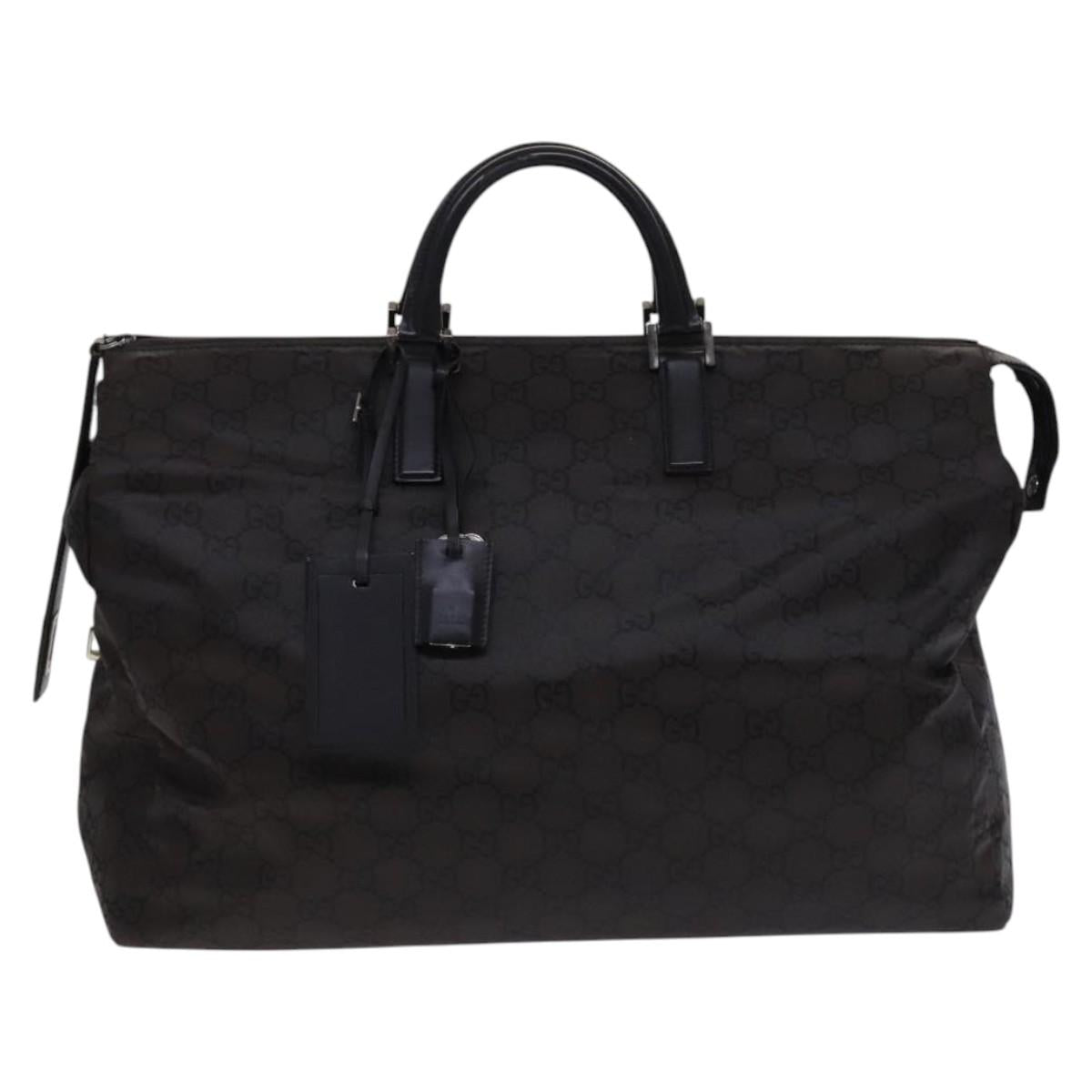GUCCI GG Canvas Boston Bag Nylon Brown Silver 012 0381 08 Auth ep8226
