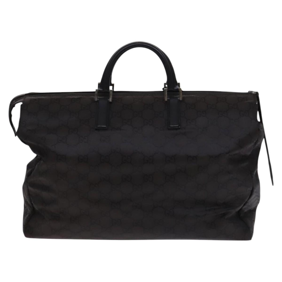 GUCCI GG Canvas Boston Bag Nylon Brown Silver 012 0381 08 Auth ep8226