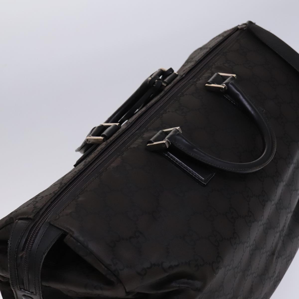 GUCCI GG Canvas Boston Bag Nylon Brown Silver 012 0381 08 Auth ep8226