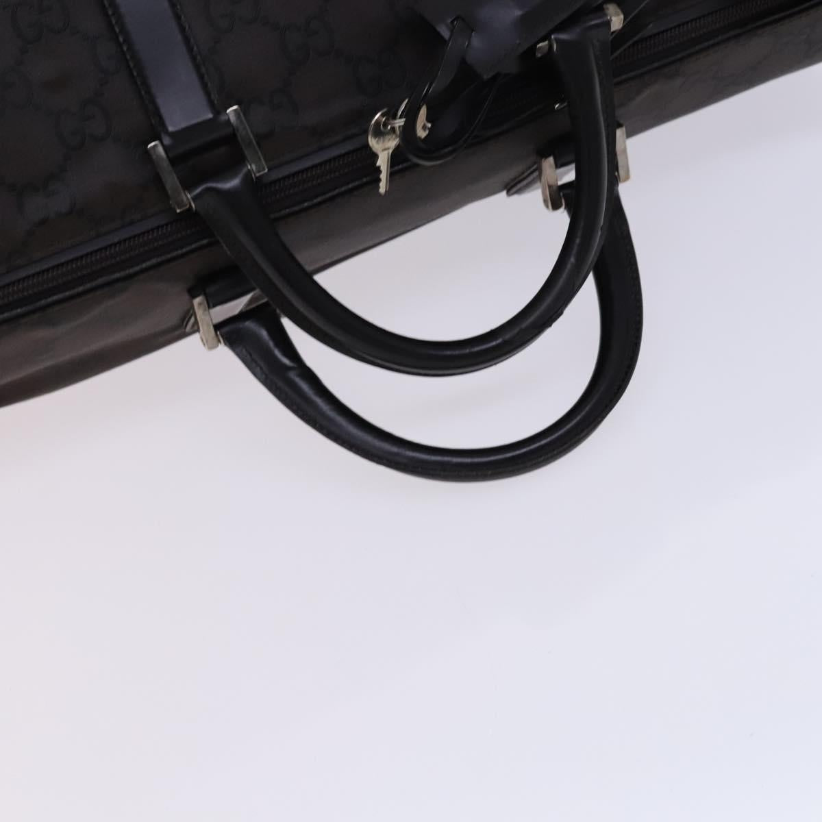 GUCCI GG Canvas Boston Bag Nylon Brown Silver 012 0381 08 Auth ep8226