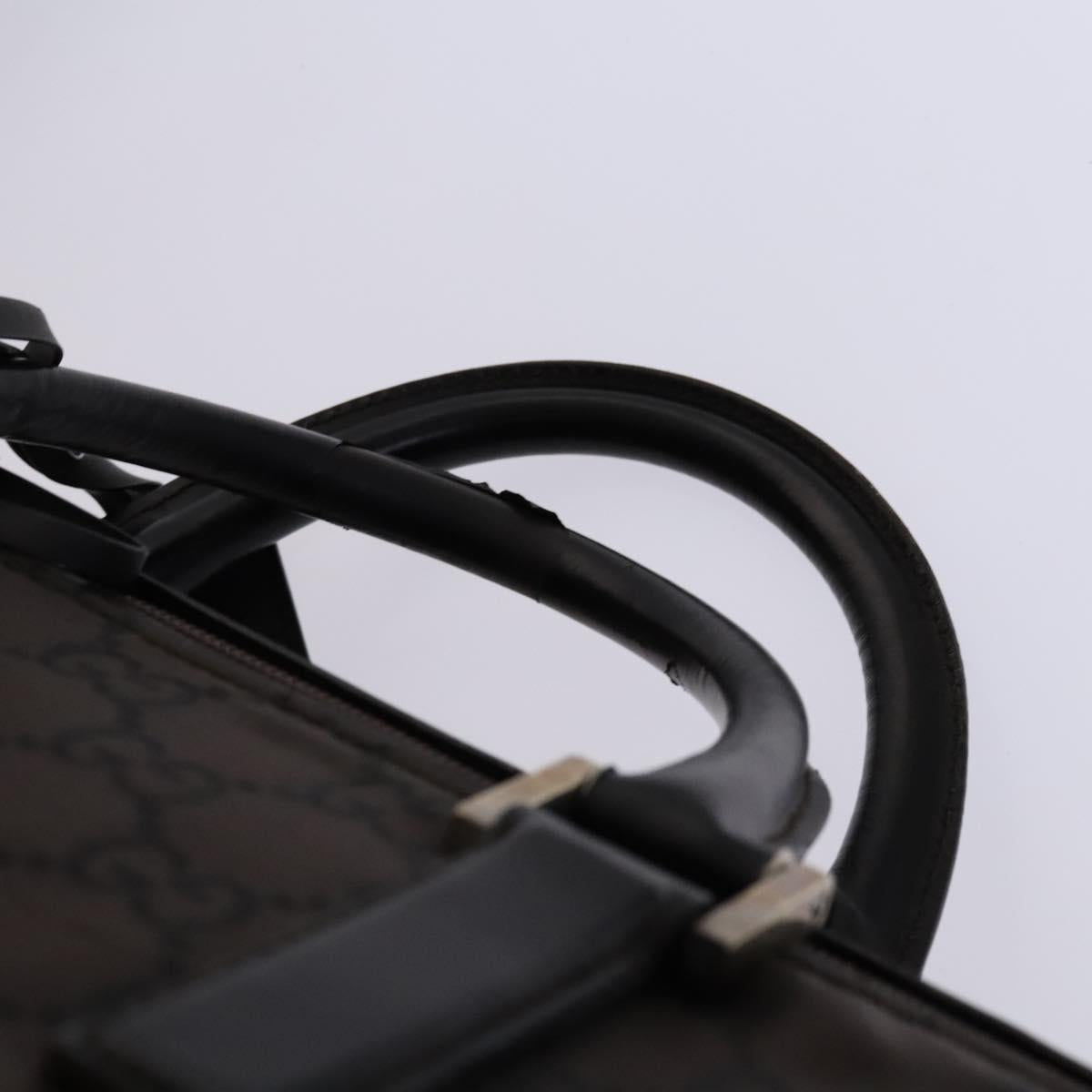 GUCCI GG Canvas Boston Bag Nylon Brown Silver 012 0381 08 Auth ep8226