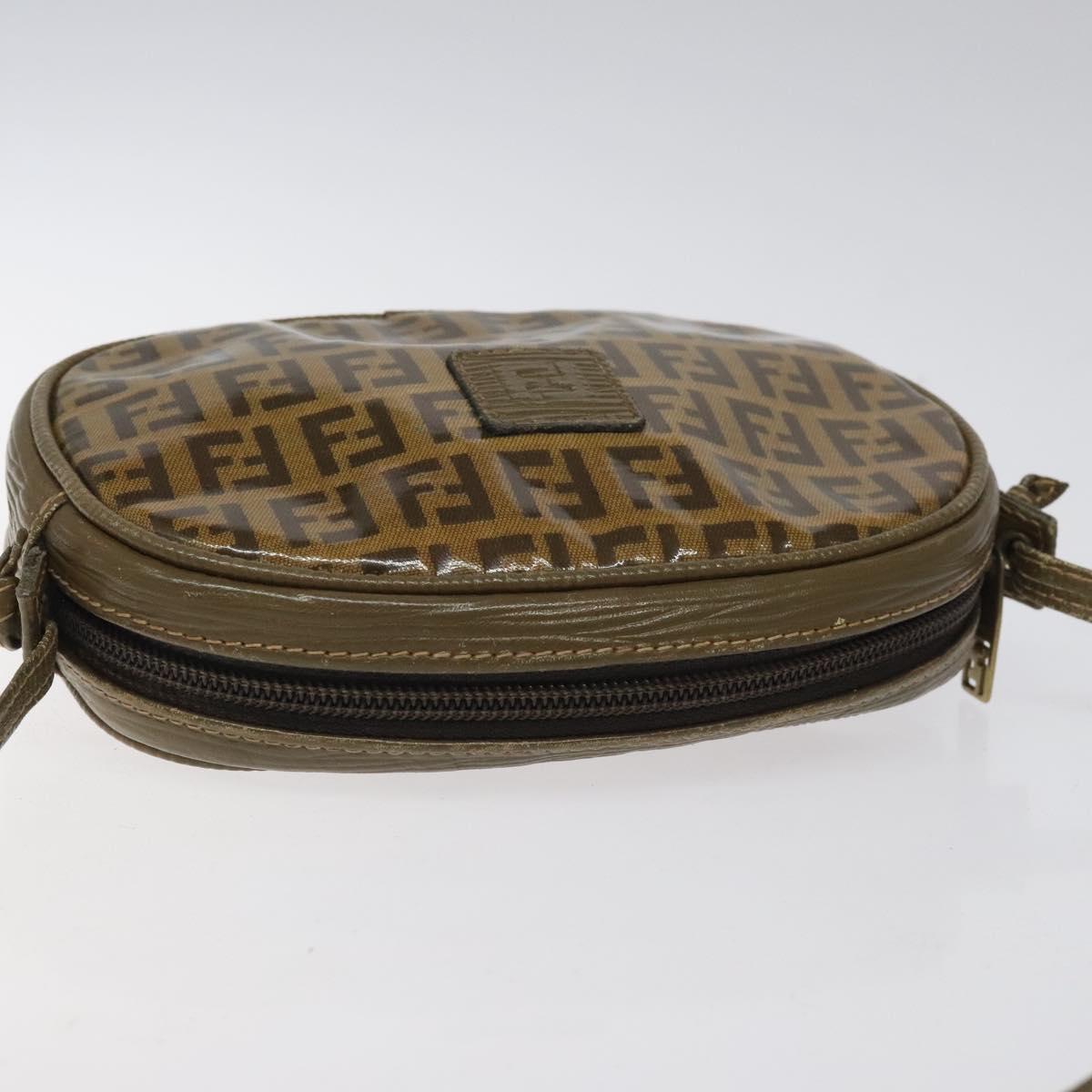 FENDI Zucchino Canvas Shoulder Bag Brown Auth ep8229