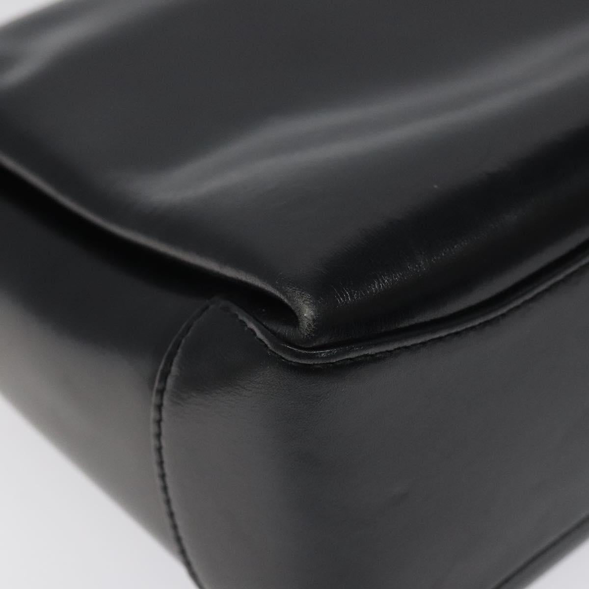GUCCI Hand Bag Leather Black Gold 000 2048 0175 Auth ep8231