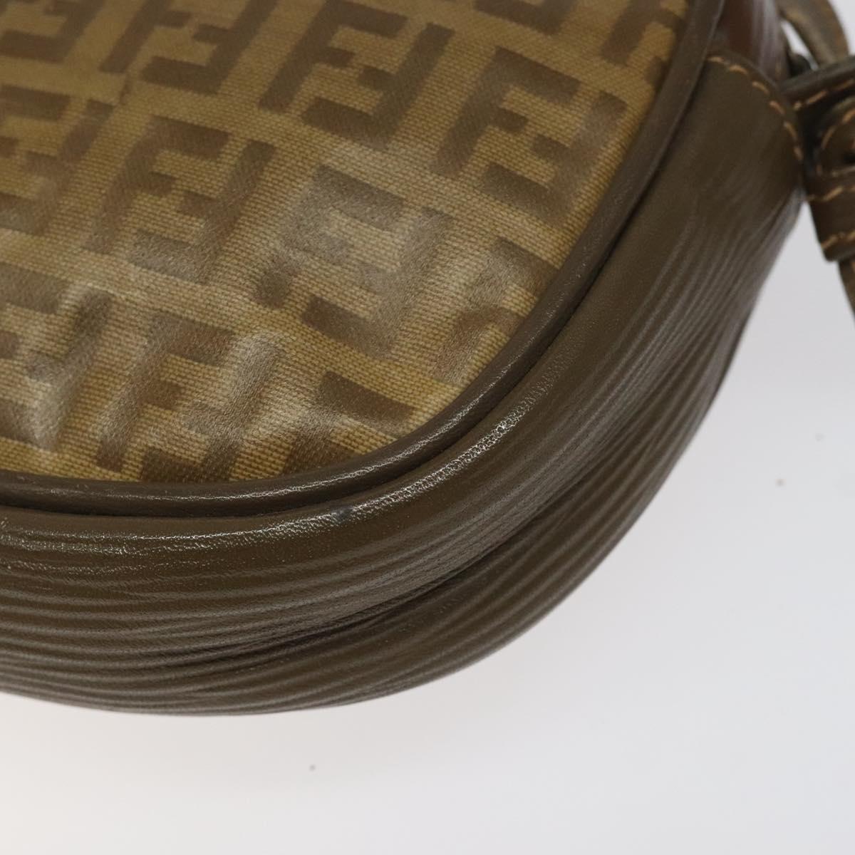 FENDI Zucchino Canvas Shoulder Bag Beige Auth ep8232