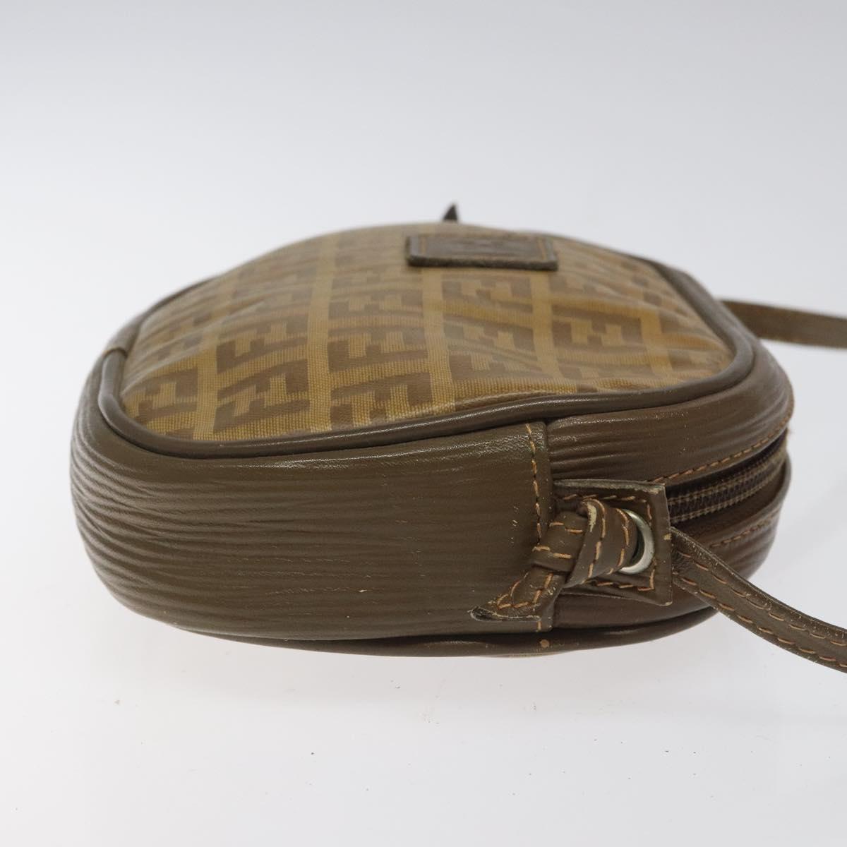 FENDI Zucchino Canvas Shoulder Bag Beige Auth ep8232
