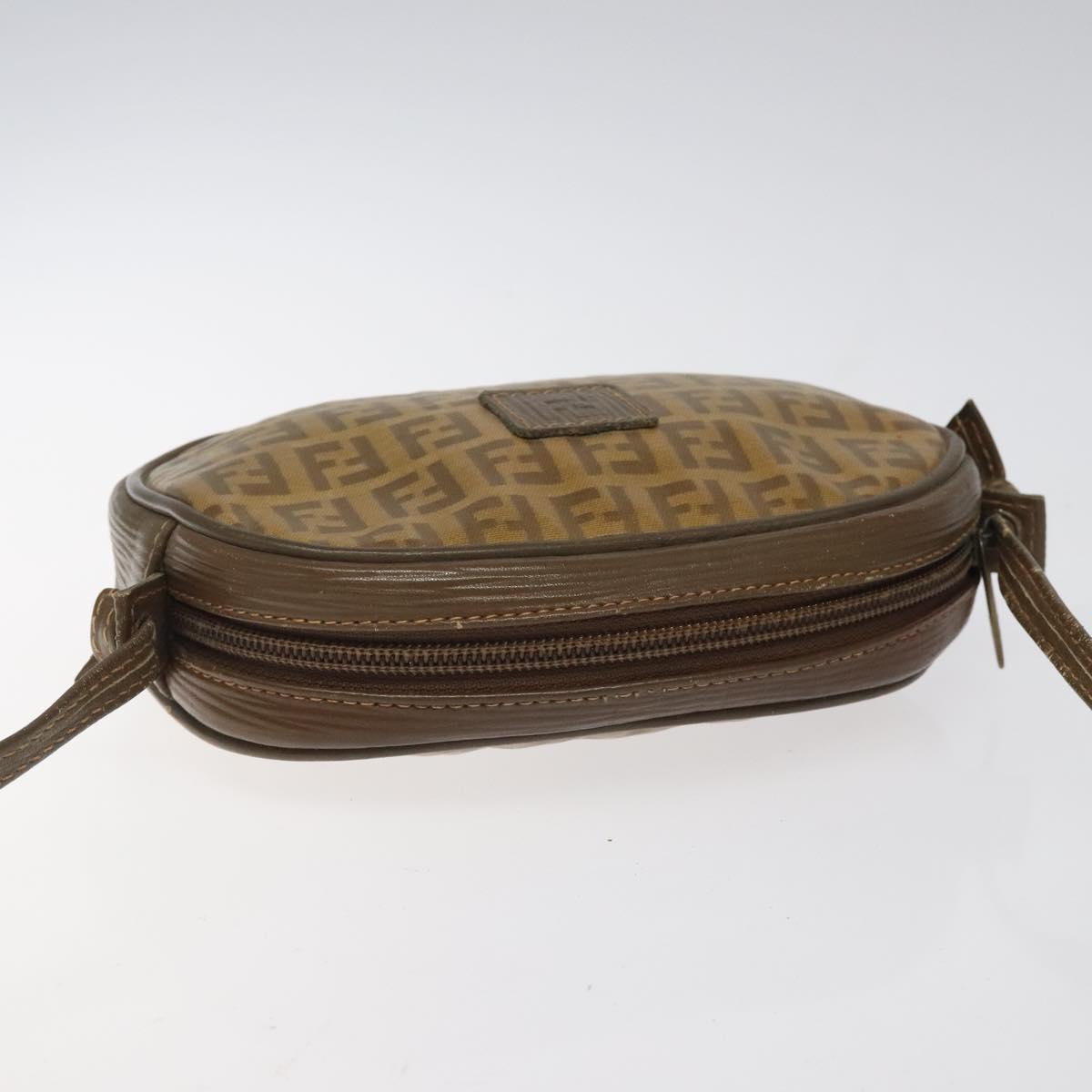 FENDI Zucchino Canvas Shoulder Bag Beige Auth ep8232