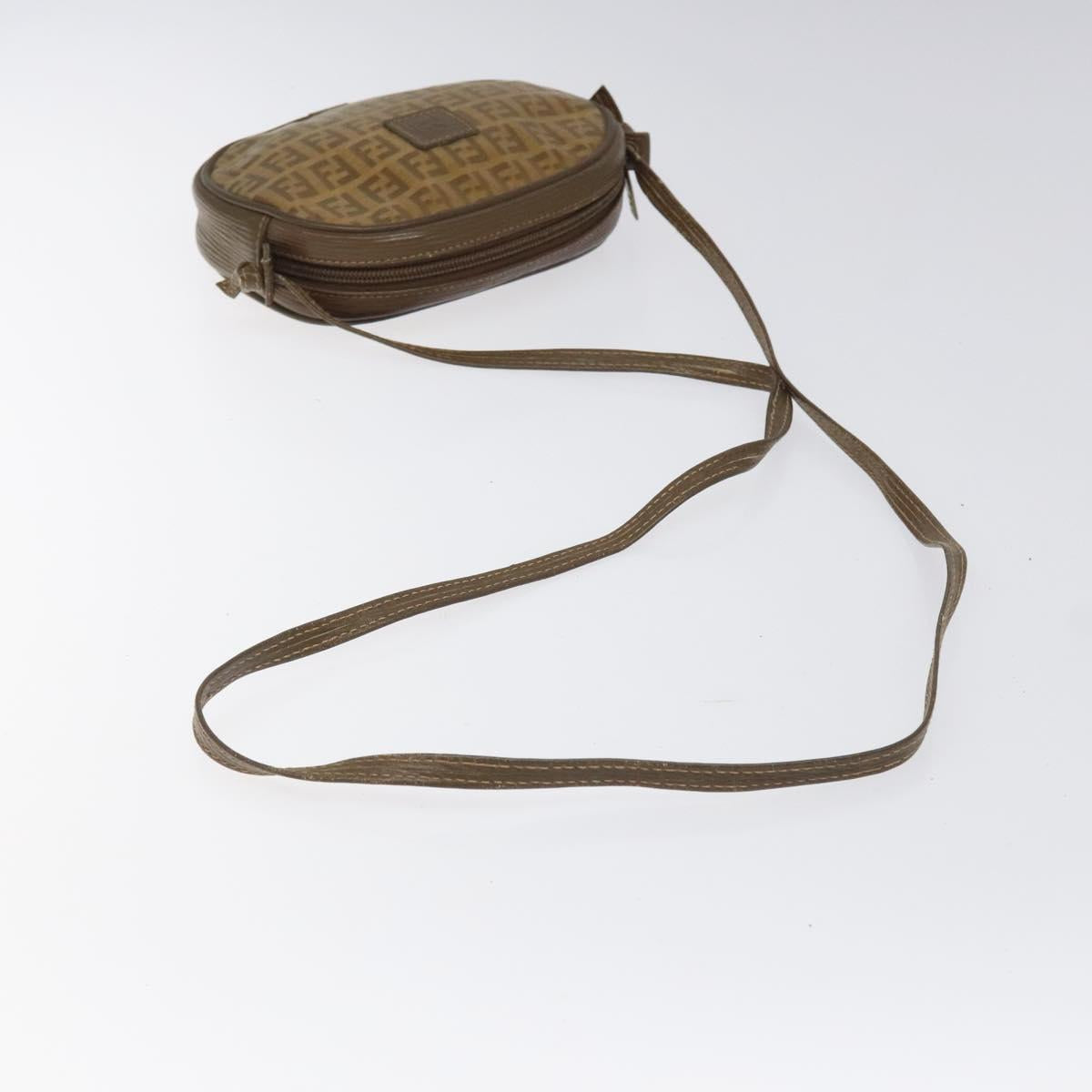 FENDI Zucchino Canvas Shoulder Bag Beige Auth ep8232