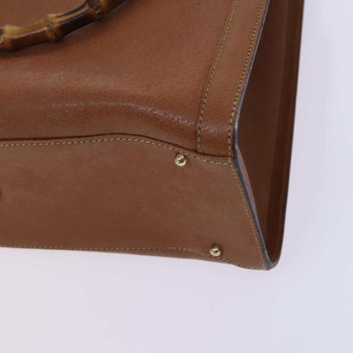 GUCCI Bamboo Hand Bag Leather 2way Brown Gold 000 122 0290 Auth ep8235