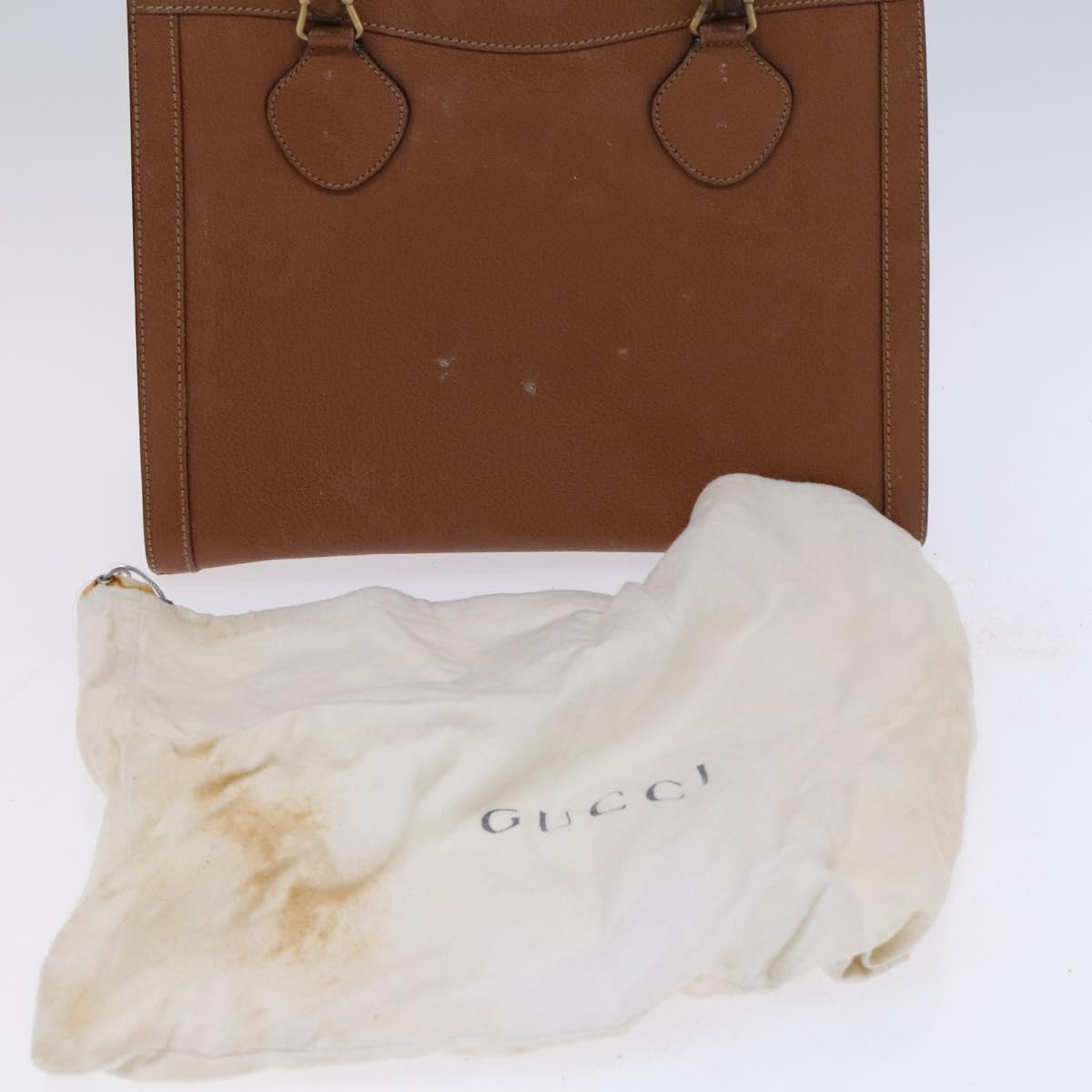 GUCCI Bamboo Hand Bag Leather 2way Brown Gold 000 122 0290 Auth ep8235