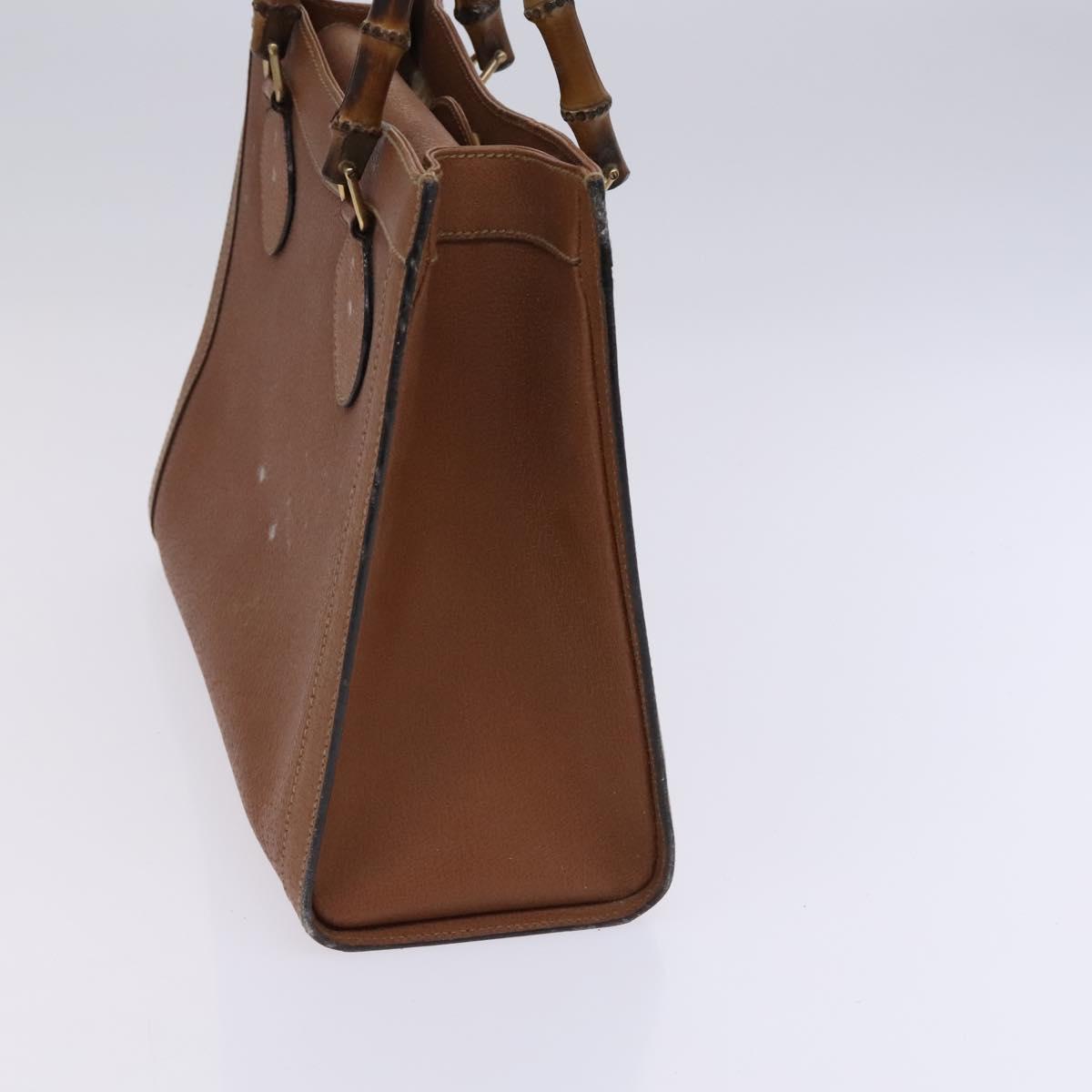 GUCCI Bamboo Hand Bag Leather 2way Brown Gold 000 122 0290 Auth ep8235