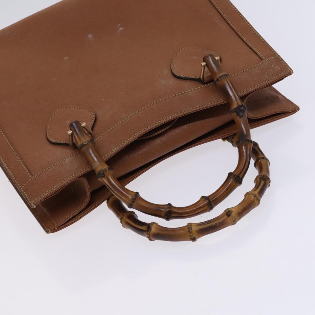 GUCCI Bamboo Hand Bag Leather 2way Brown Gold 000 122 0290 Auth ep8235