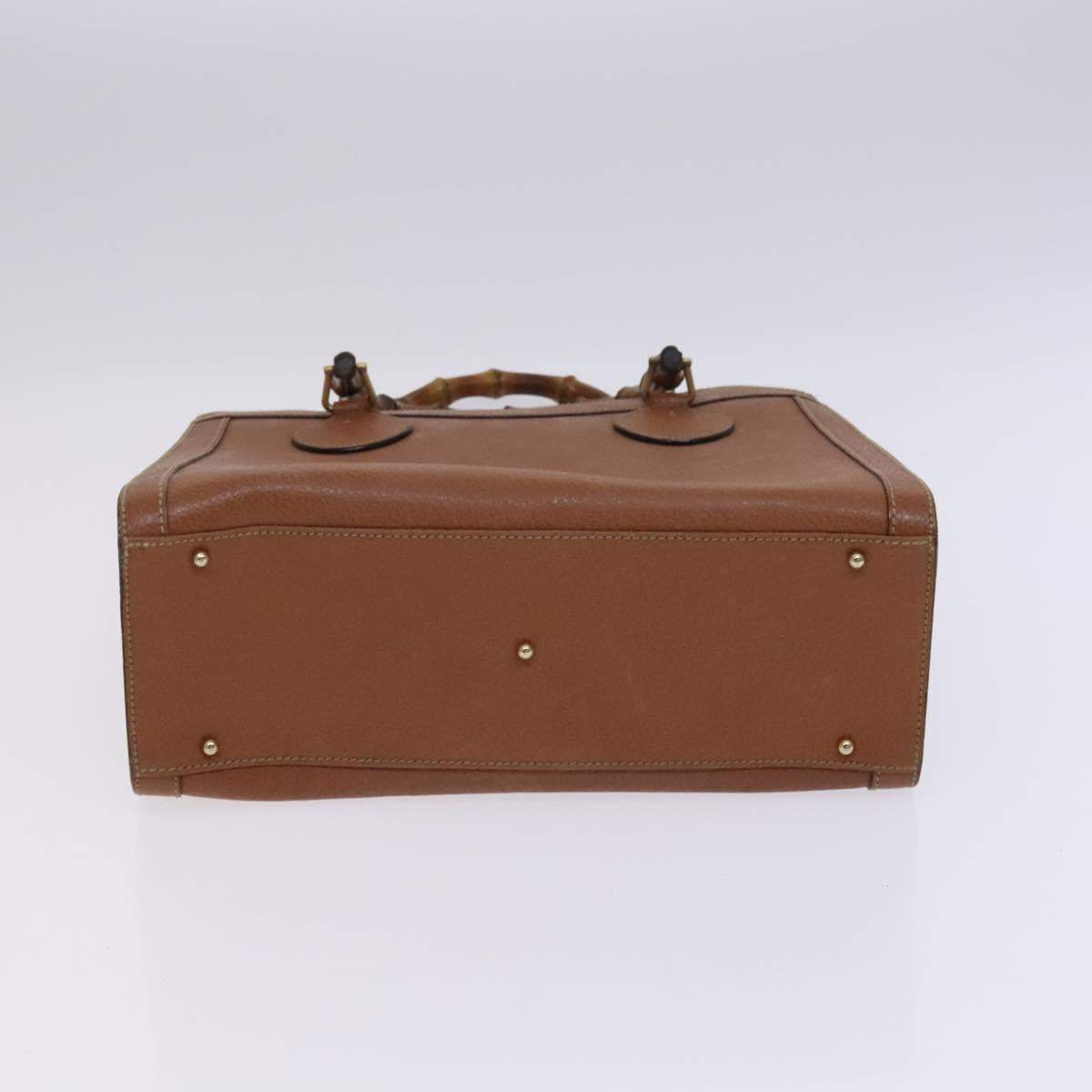 GUCCI Bamboo Hand Bag Leather 2way Brown Gold 000 122 0290 Auth ep8235