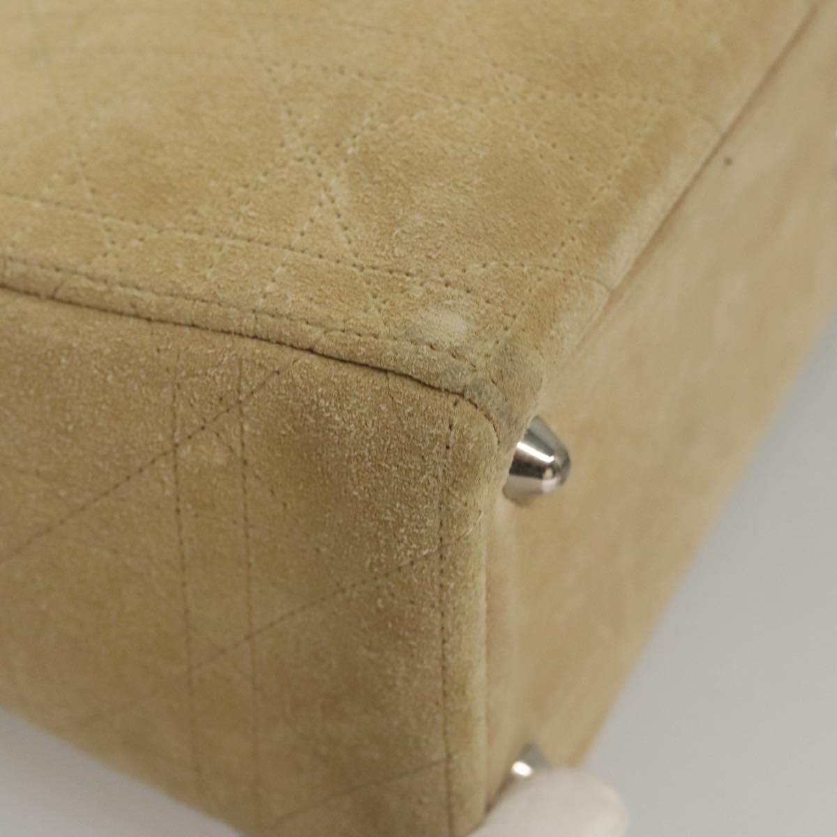 Christian Dior Canage Hand Bag Suede 2way Beige Silver Auth ep8239