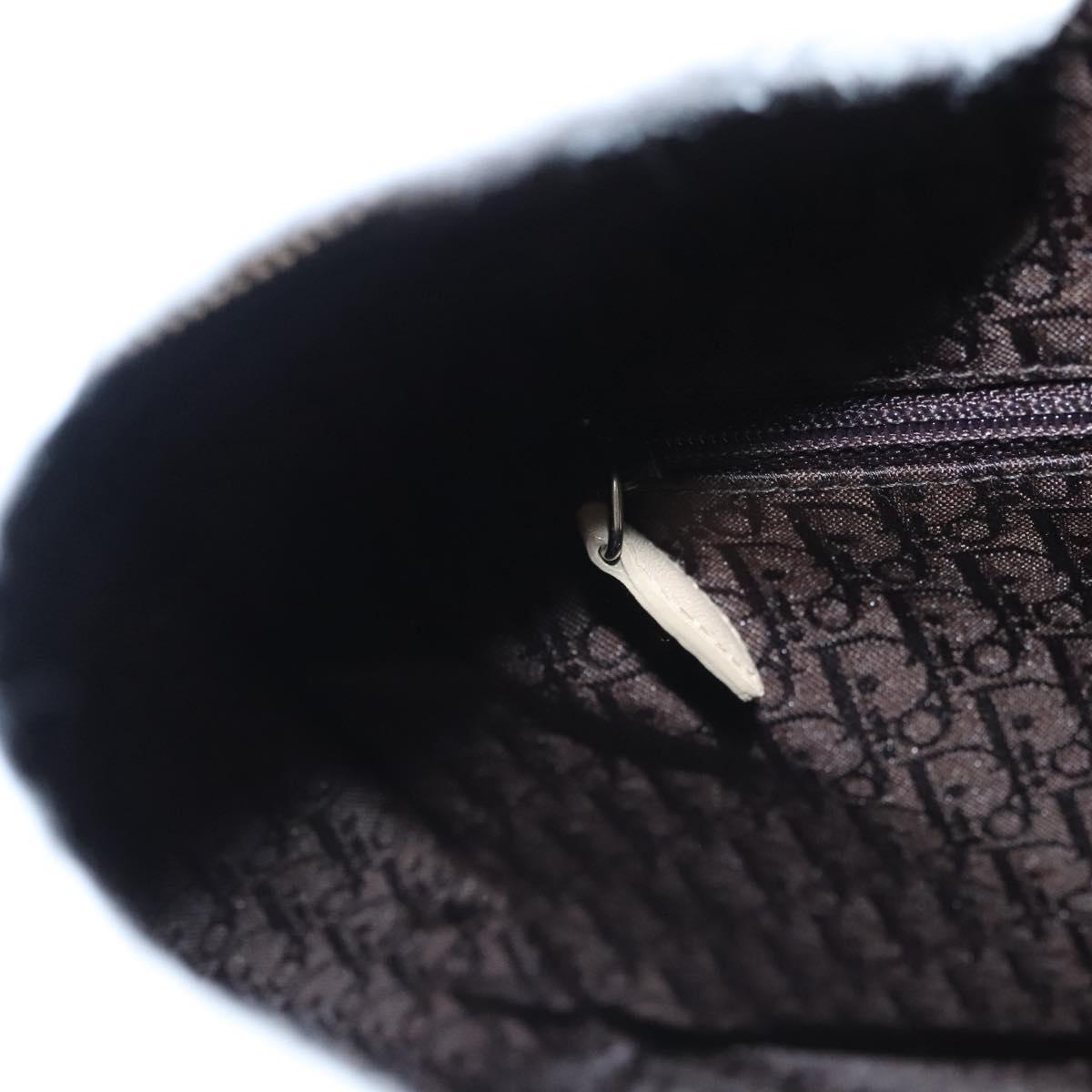 Christian Dior Canage Hand Bag Suede 2way Beige Silver Auth ep8239