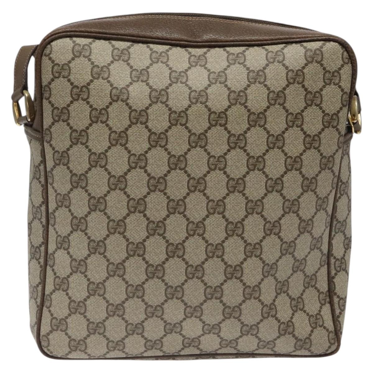 GUCCI GG Supreme Shoulder Bag PVC Beige Auth ep8266
