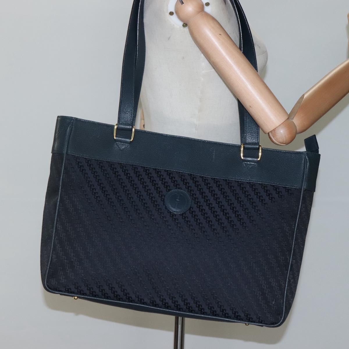 GUCCI Tote Bag Canvas Navy Gold 001 865 1525 Auth ep8277
