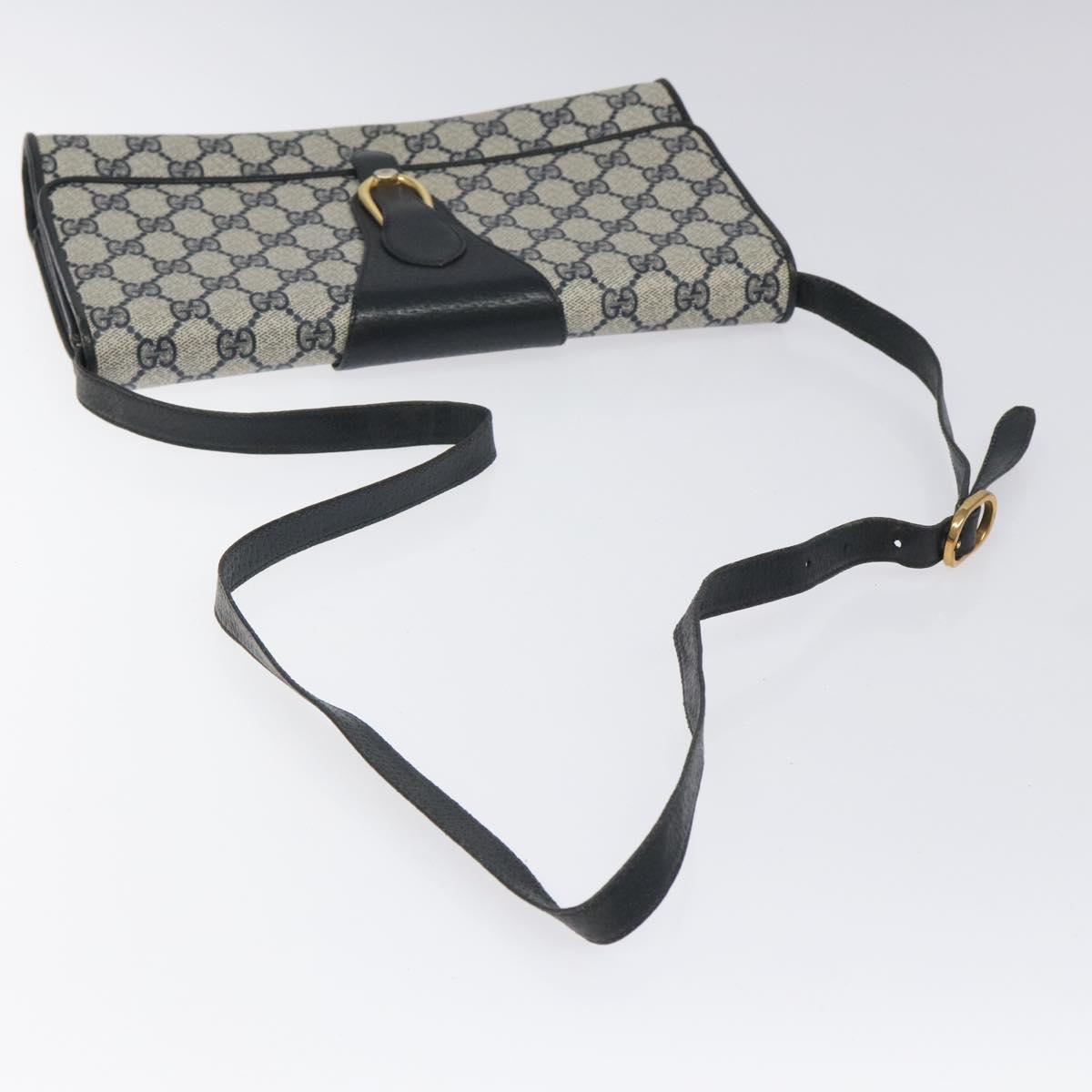 GUCCI GG Supreme Shoulder Bag PVC Navy Gold 904 02 050 Auth ep8341