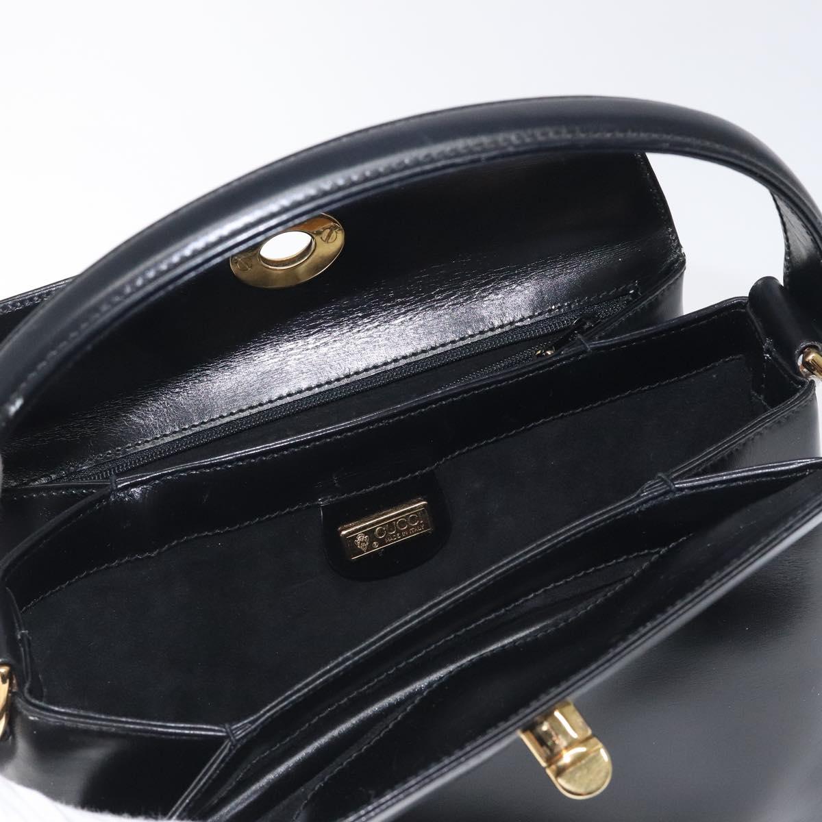 GUCCI Hand Bag Leather Black Gold 000 406 0025 Auth ep8345