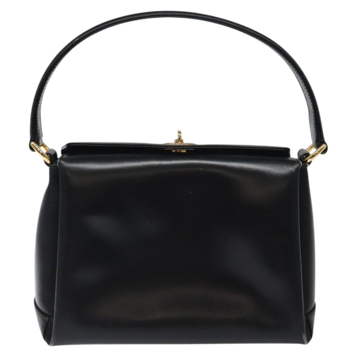 GUCCI Hand Bag Leather Black Gold 000 406 0025 Auth ep8345