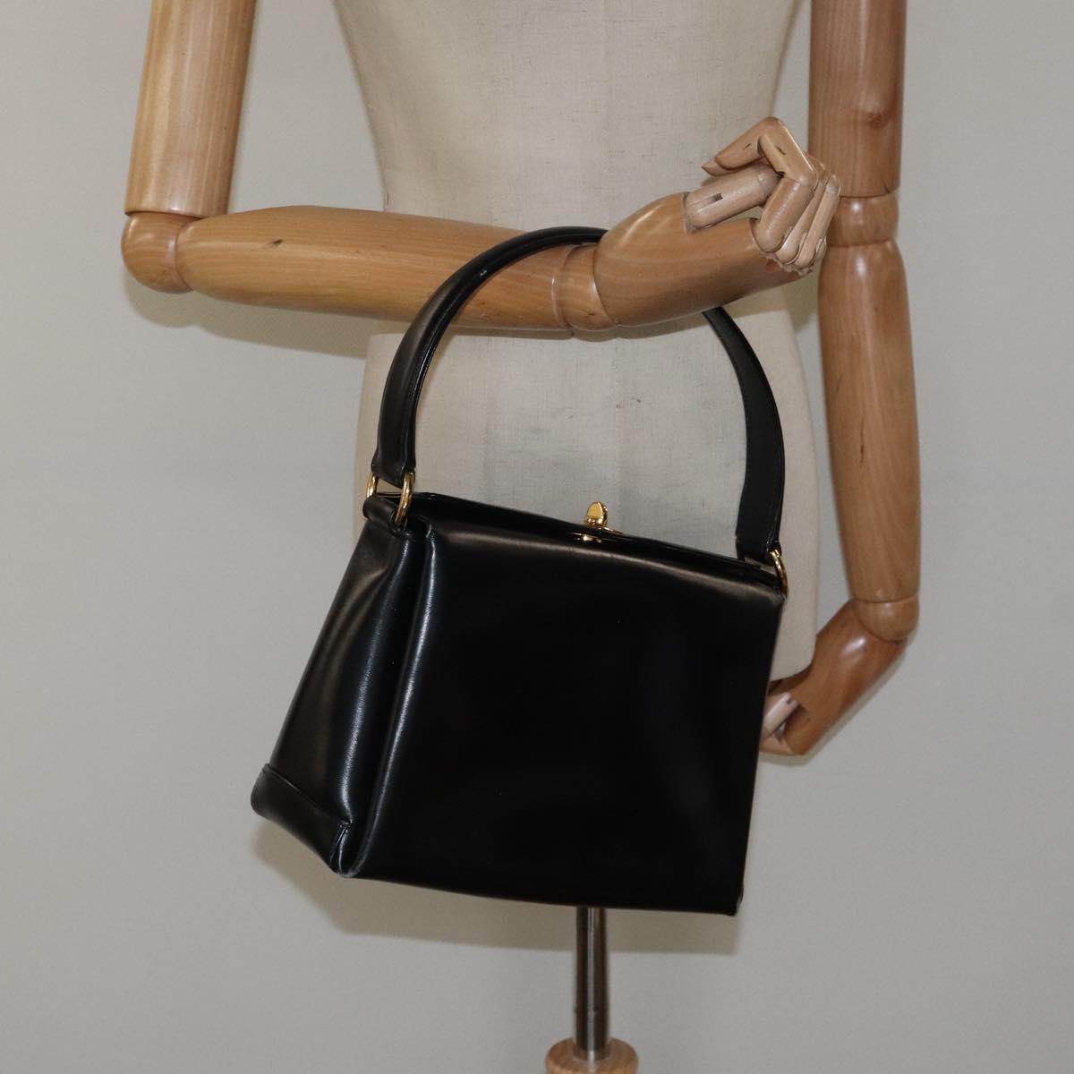GUCCI Hand Bag Leather Black Gold 000 406 0025 Auth ep8345