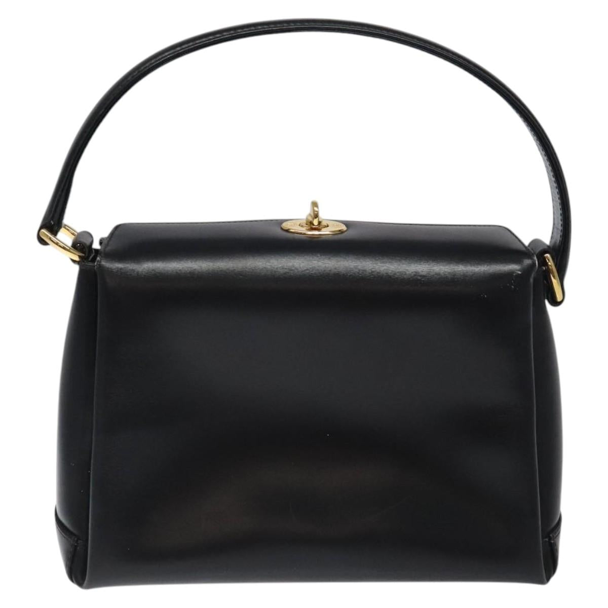 GUCCI Hand Bag Leather Black Gold 000 406 0025 Auth ep8345