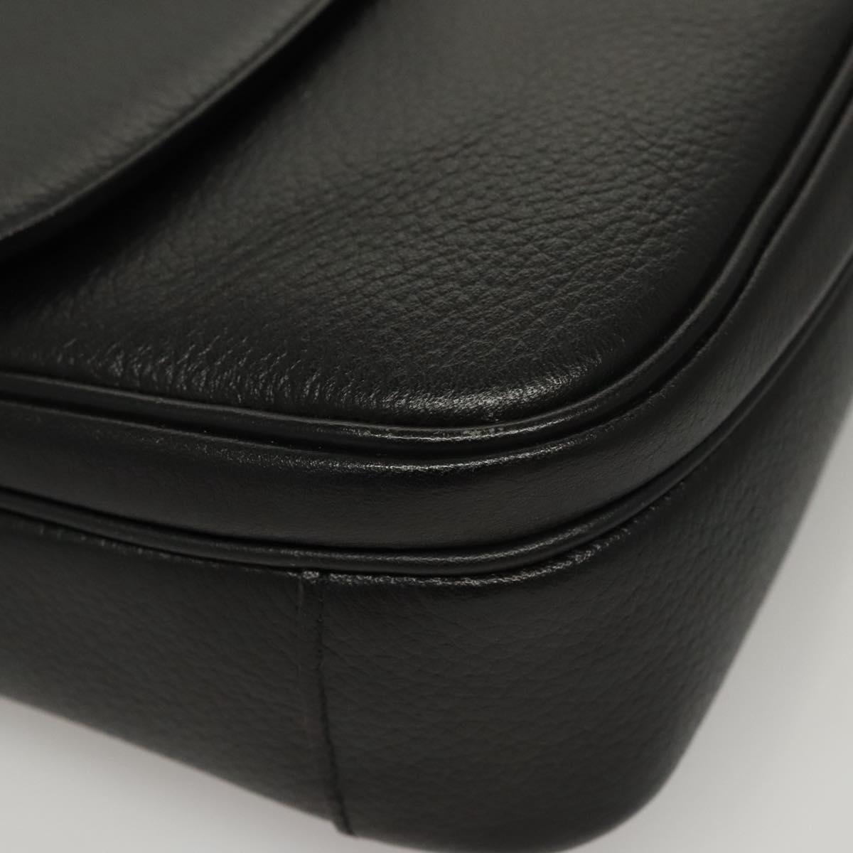 Burberrys Shoulder Bag Leather Black Gold Auth ep8351