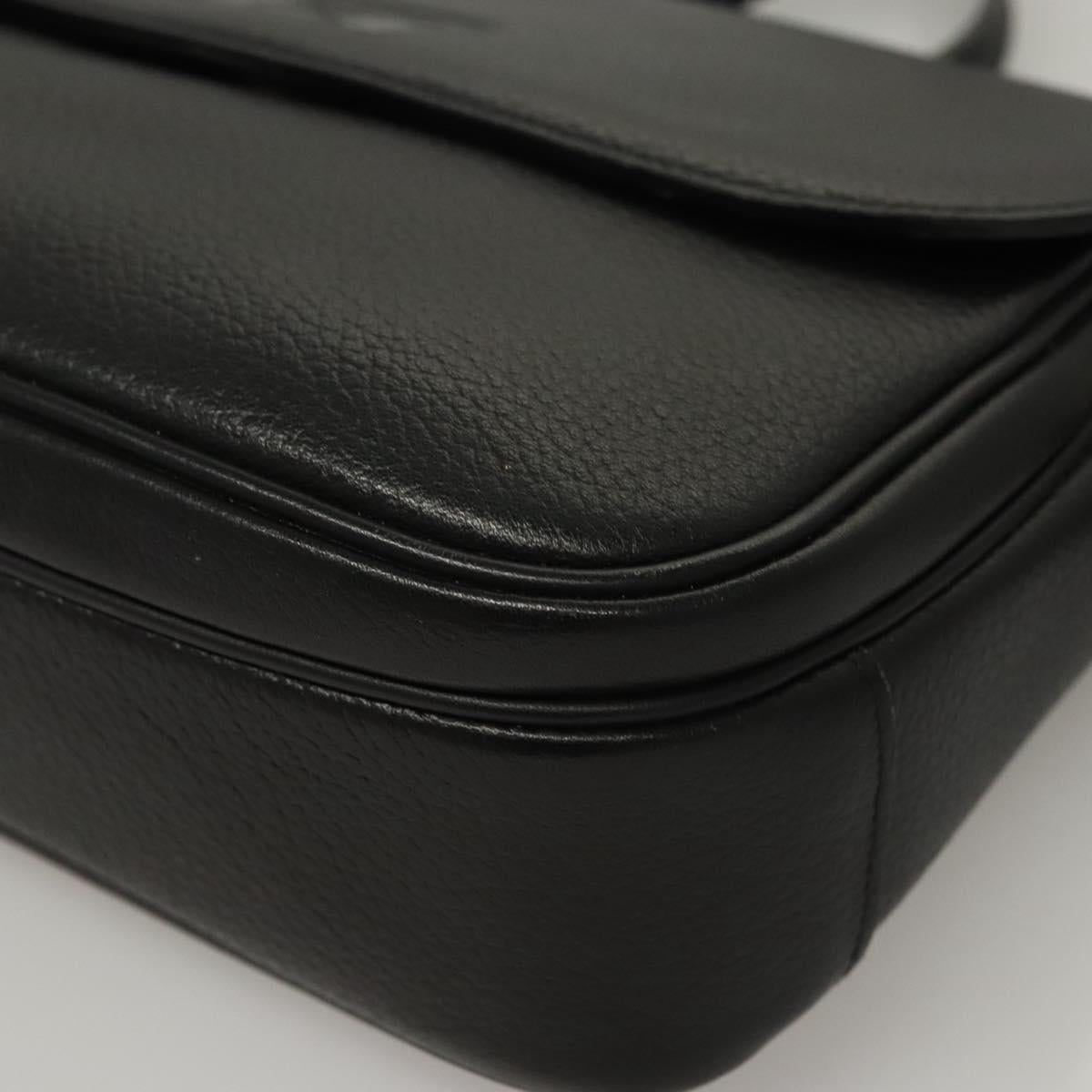 Burberrys Shoulder Bag Leather Black Gold Auth ep8351