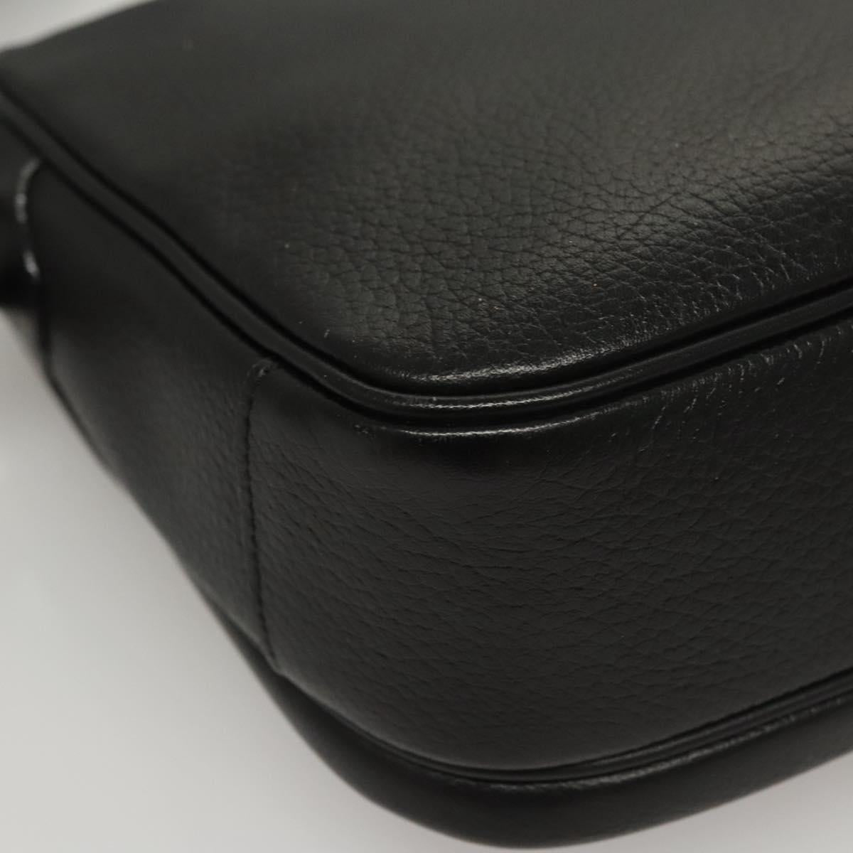 Burberrys Shoulder Bag Leather Black Gold Auth ep8351