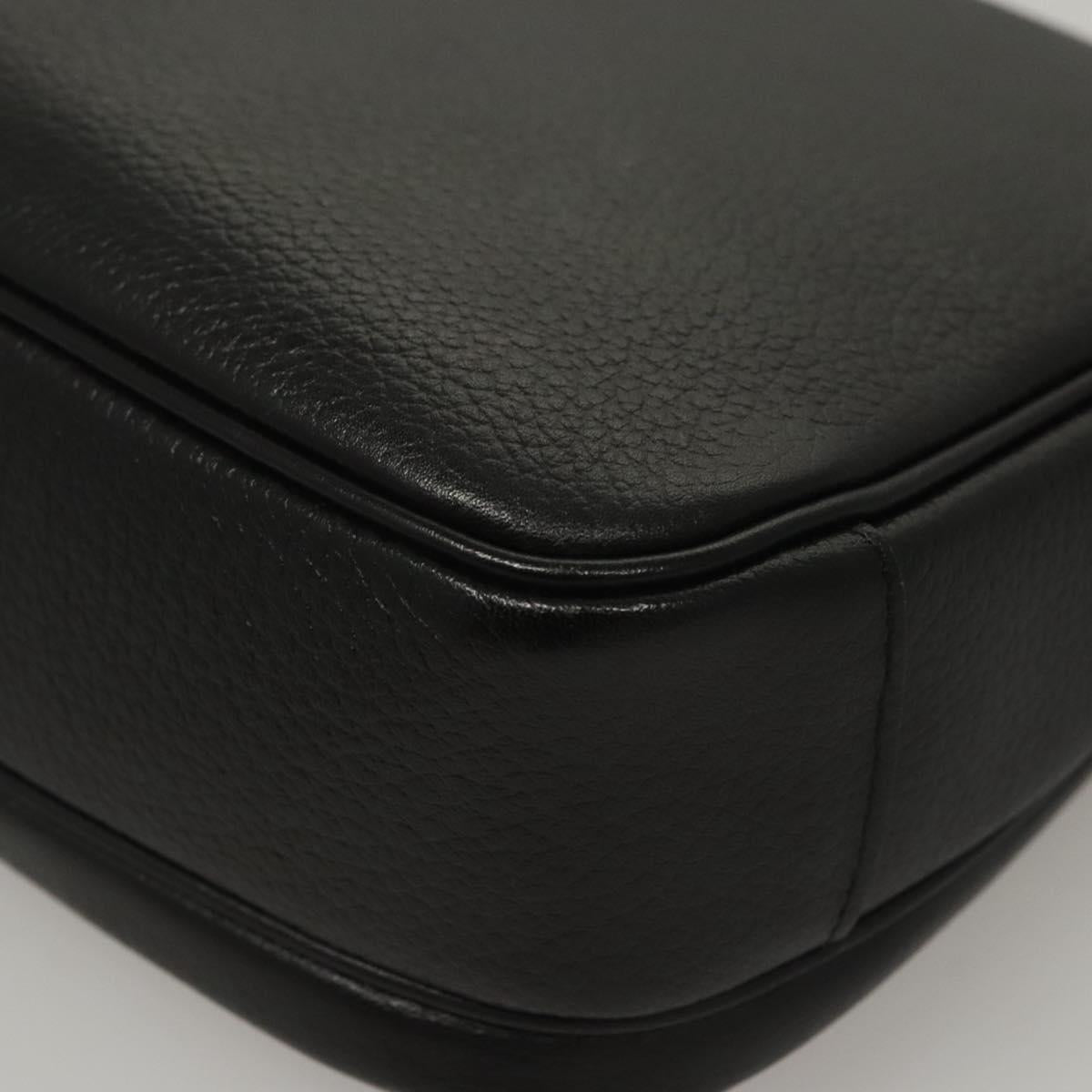 Burberrys Shoulder Bag Leather Black Gold Auth ep8351