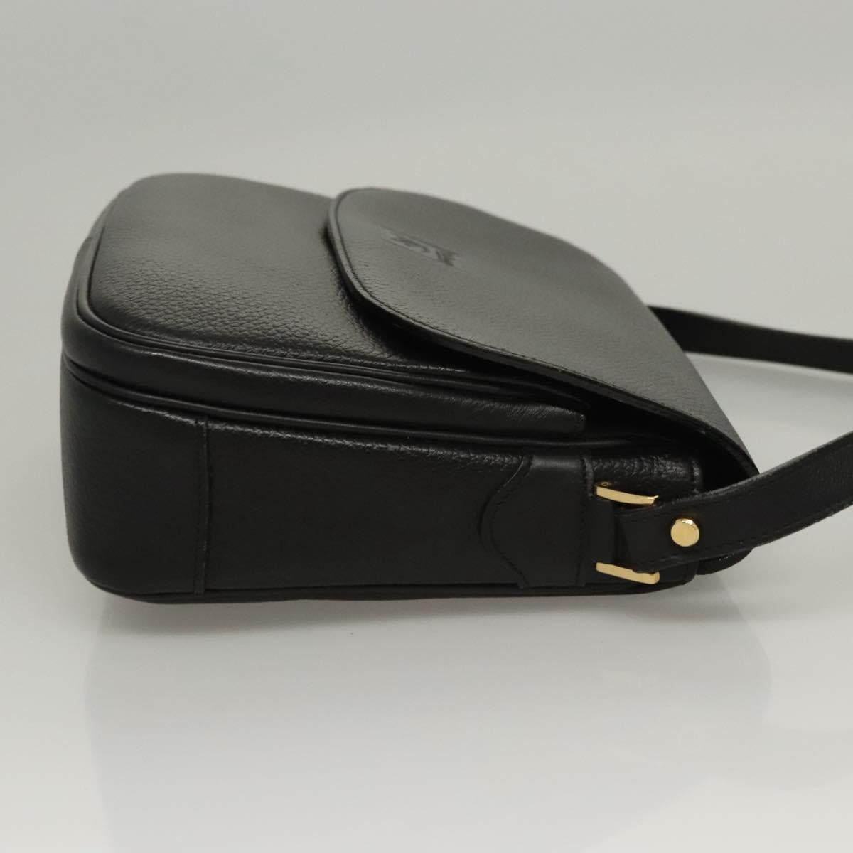 Burberrys Shoulder Bag Leather Black Gold Auth ep8351