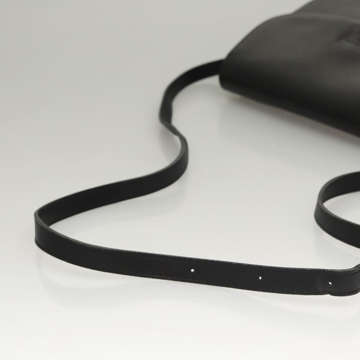 Burberrys Shoulder Bag Leather Black Gold Auth ep8351