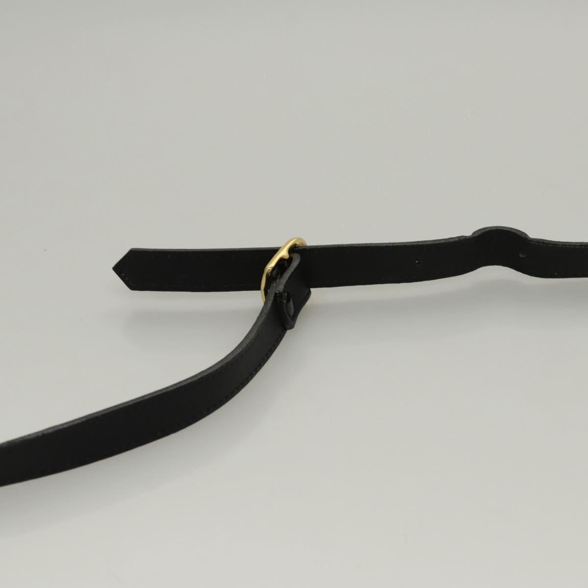 Burberrys Shoulder Bag Leather Black Gold Auth ep8351