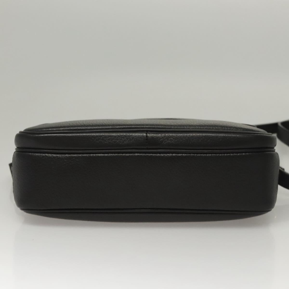 Burberrys Shoulder Bag Leather Black Gold Auth ep8351