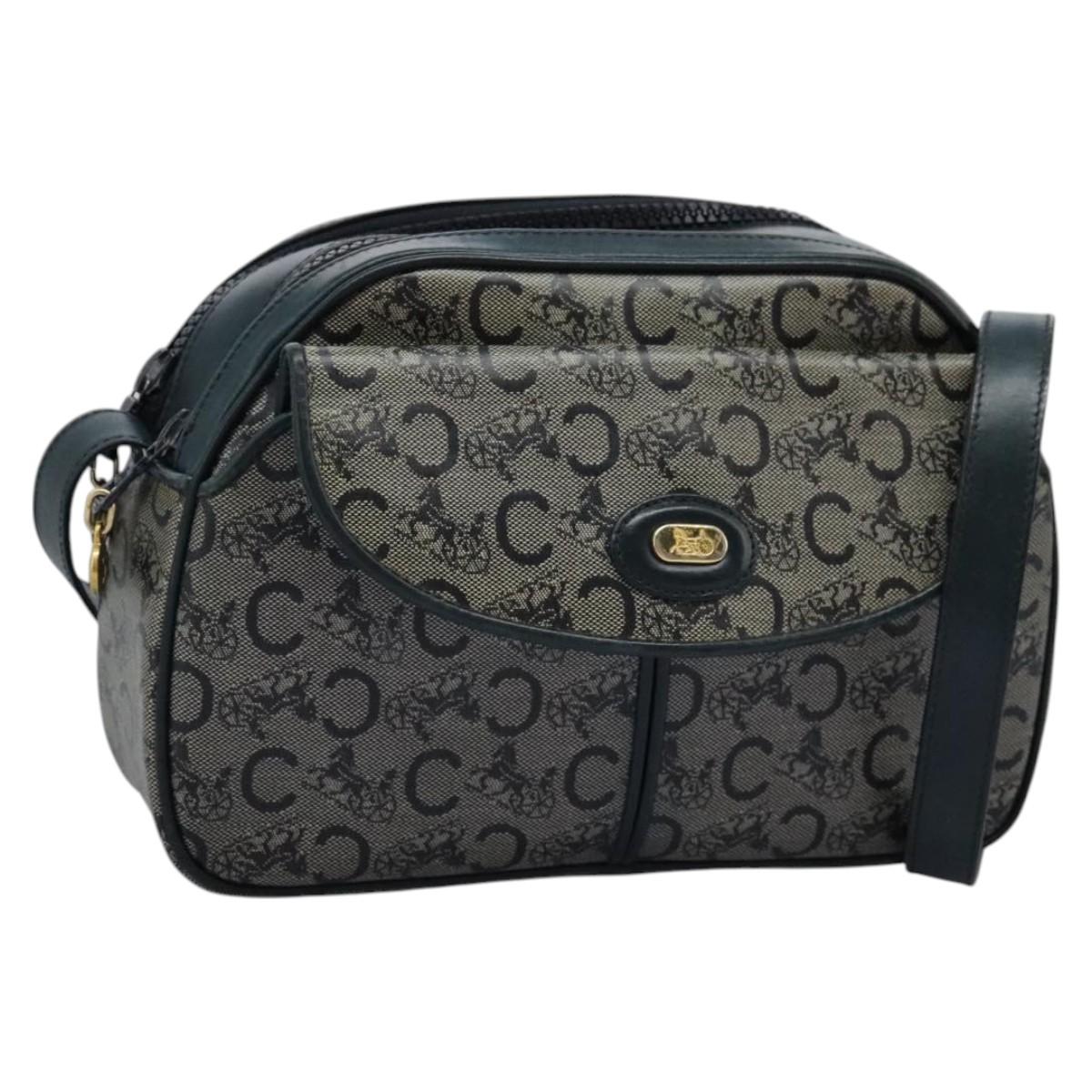 CELINE C Sulky Shoulder Bag PVC Navy Gold Auth ep8365