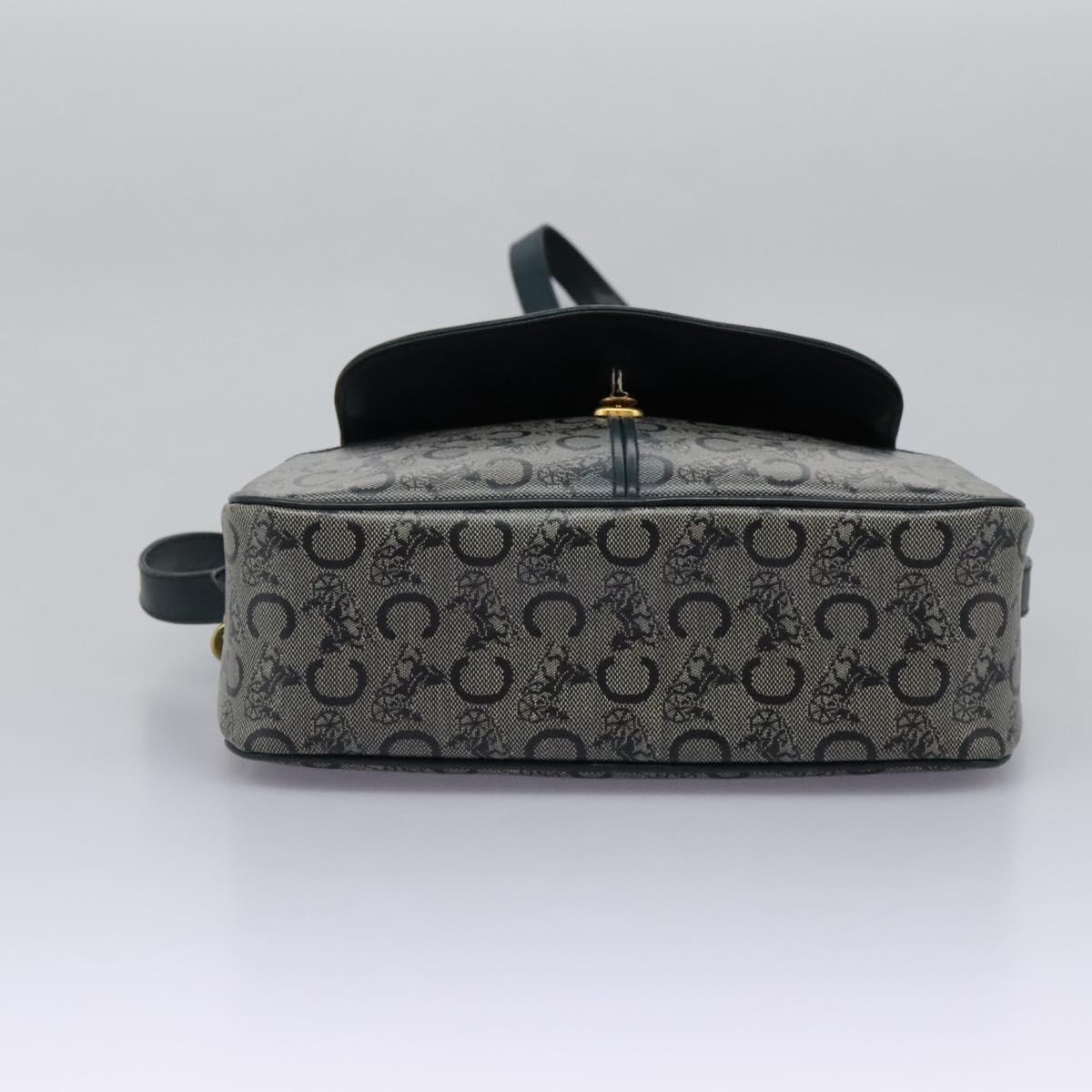 CELINE C Sulky Shoulder Bag PVC Navy Gold Auth ep8365