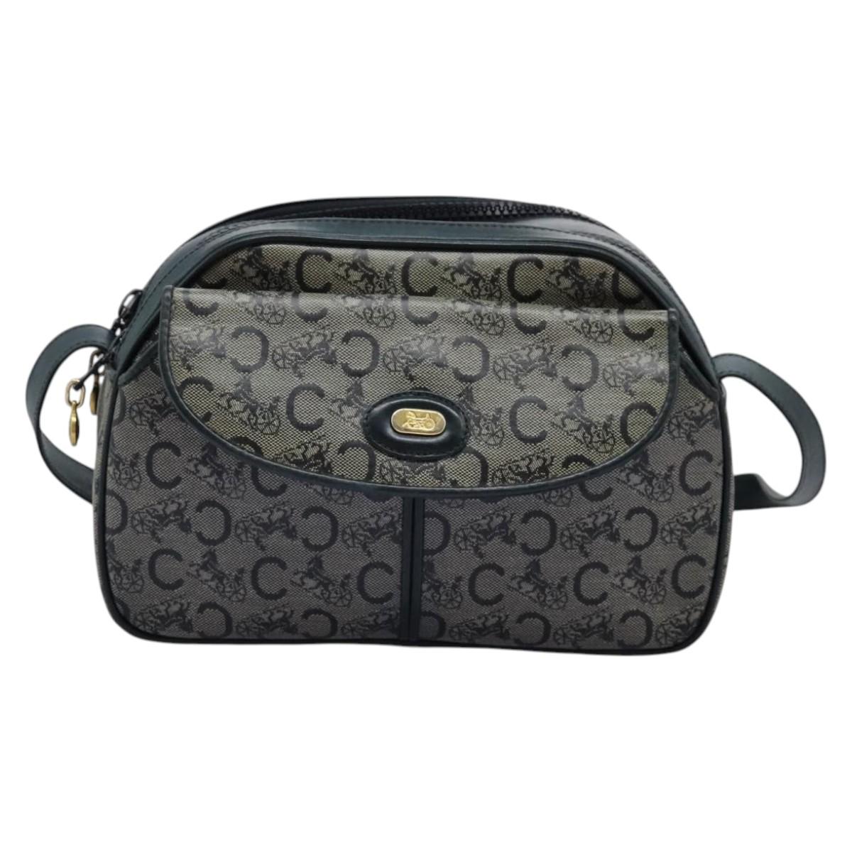 CELINE C Sulky Shoulder Bag PVC Navy Gold Auth ep8365